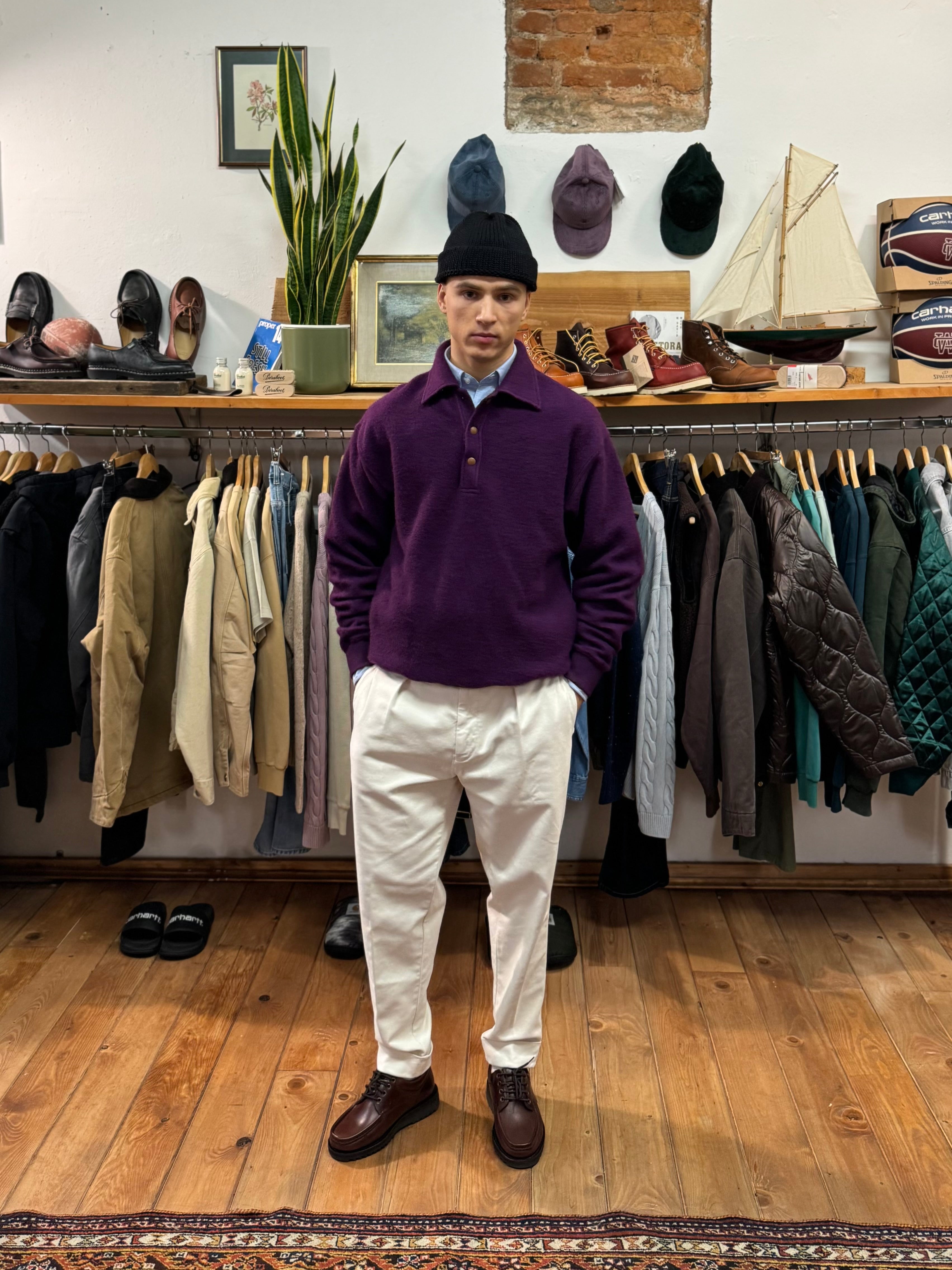 FRESH Bamboo Polo Sweater In Purple
