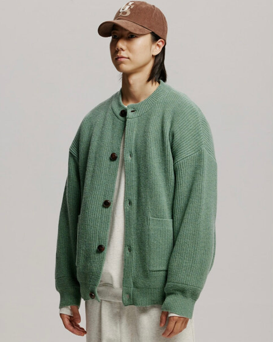 FRIZMWORKS Heavy Wool Round Cardigan Jade Green