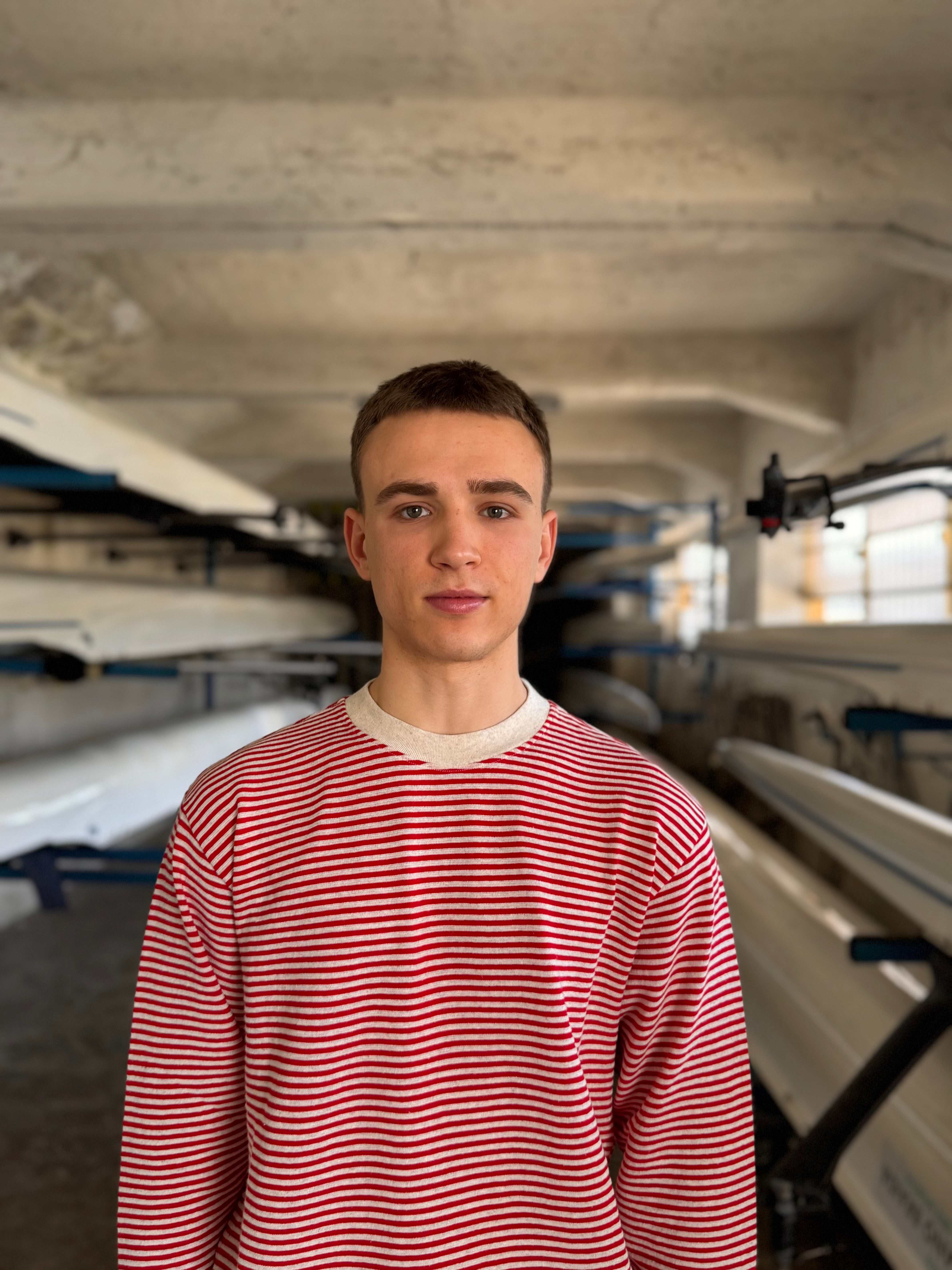 FRESH Marina Long Sleeve Striped T-Shirt in White Red