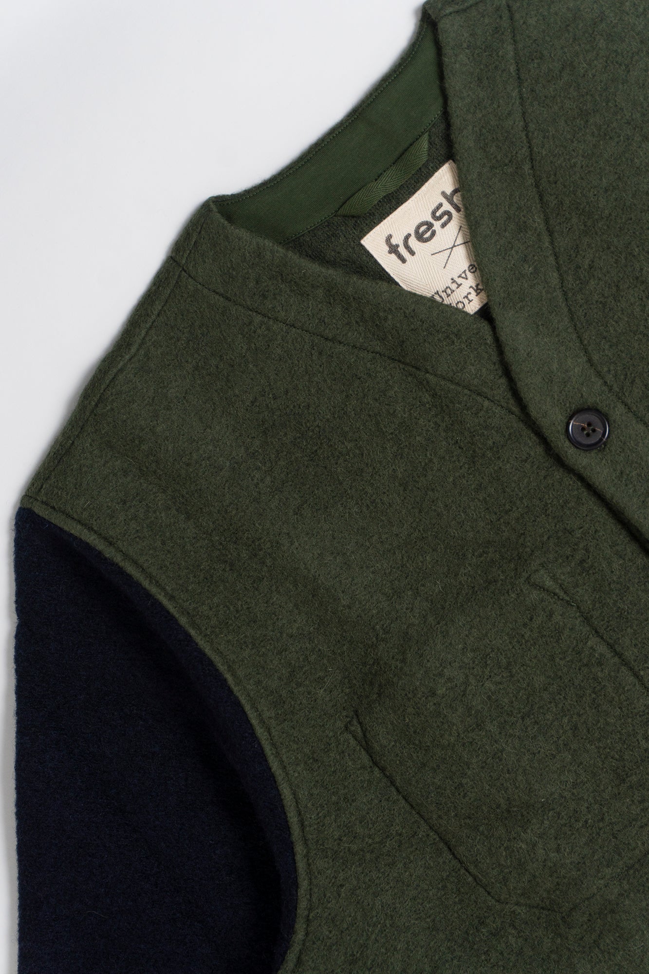 UNIVERSAL WORKS x Fresh Cardigan Wool Fleece Olive Rust