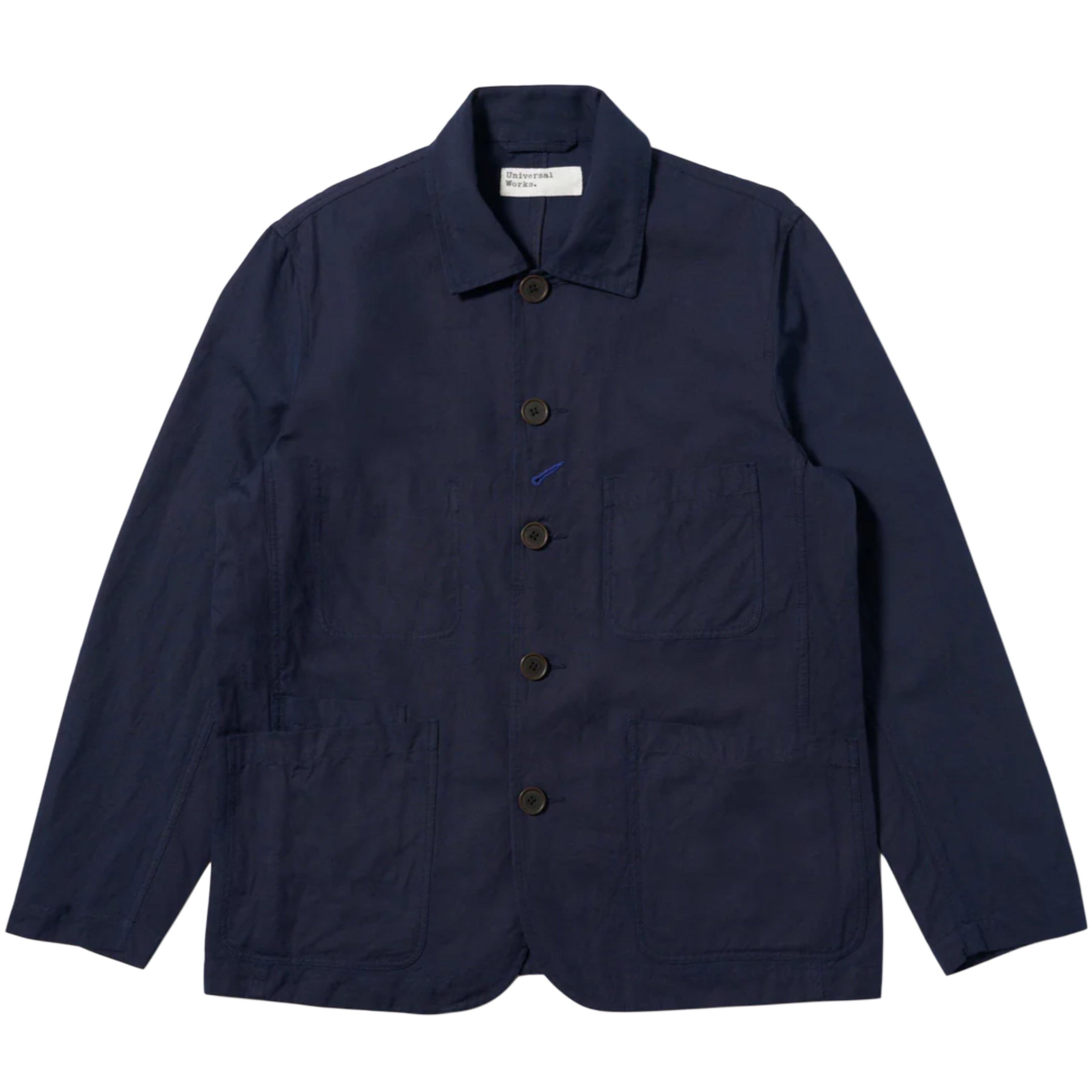 UNIVERSAL WORKS Giacca da fornaio in lino testurizzato blu navy