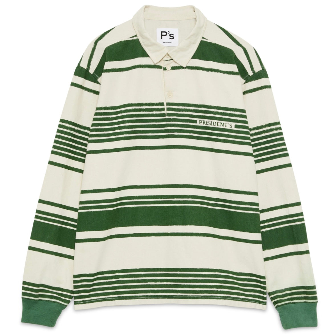 PRESIDENT’s Striped Rugby Polo Shirt in White Green