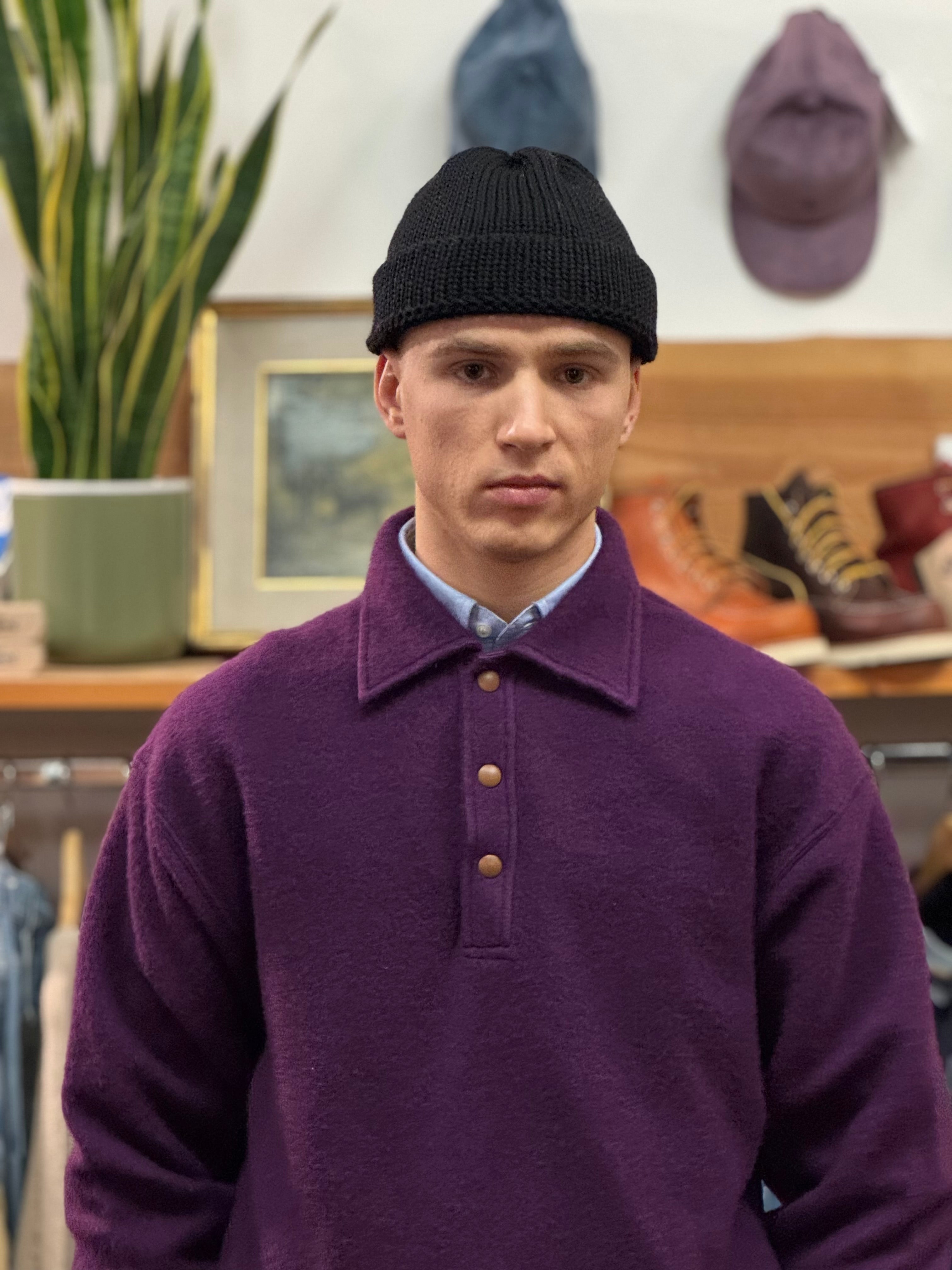 FRESH Bamboo Polo Sweater In Purple