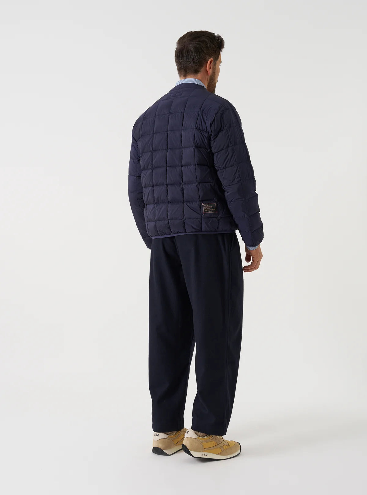 TAION x UNIVERSAL WORKS Navy Nylon Soft Shell Down Cardigan