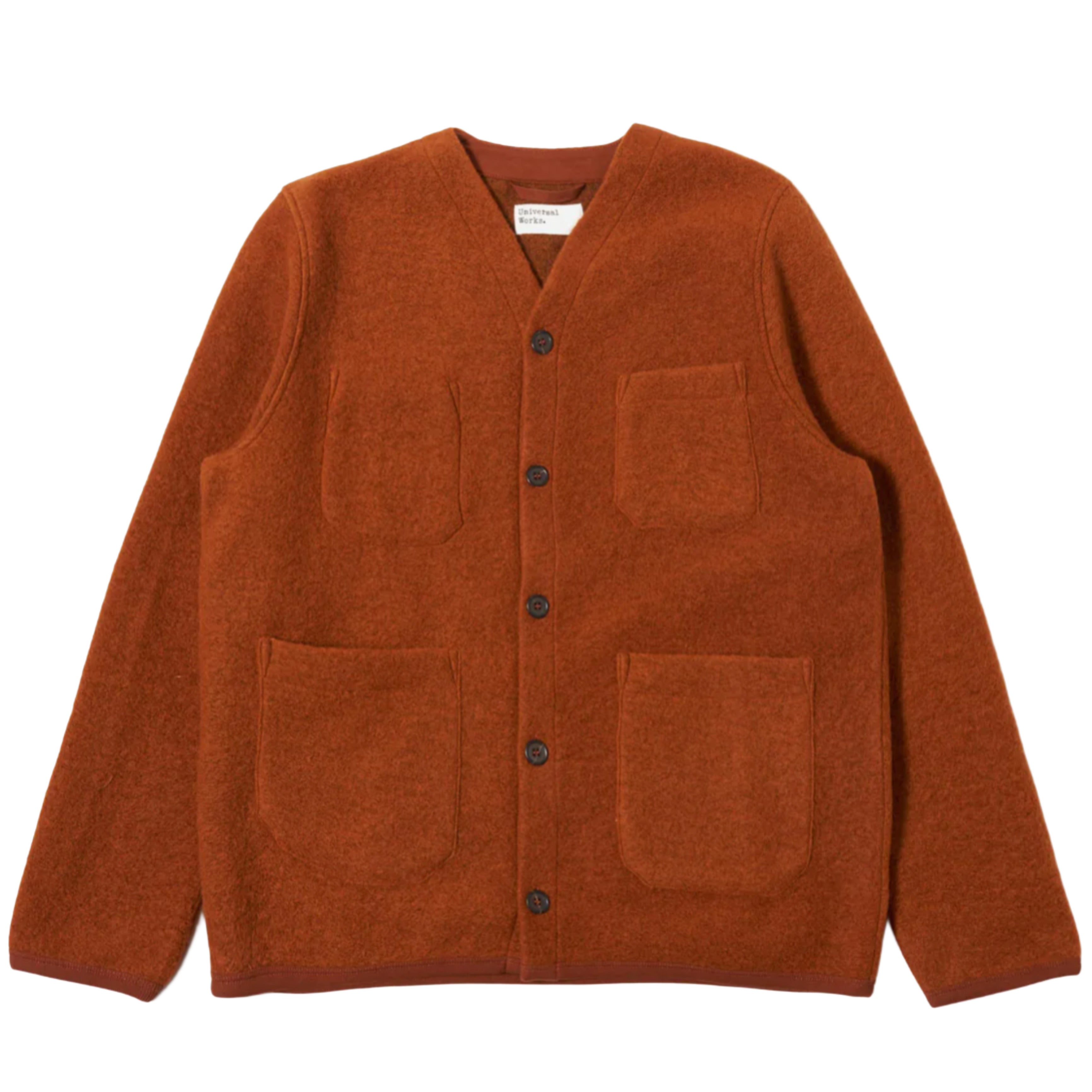 UNIVERSAL WORKS Rust Wool Fleece Cardigan