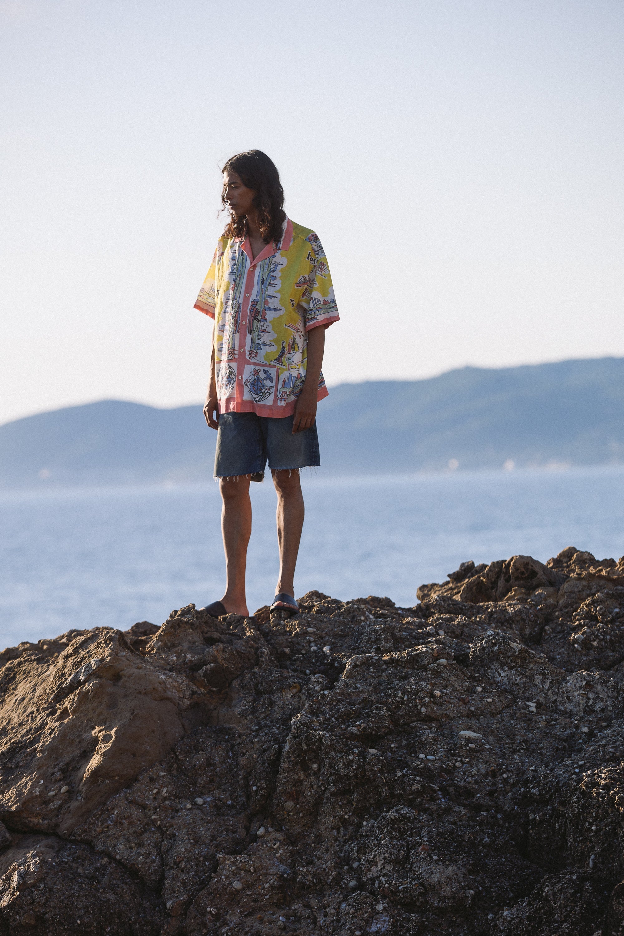 PRESIDENT’S Reef New York Map Shirt In Yellow Popeline