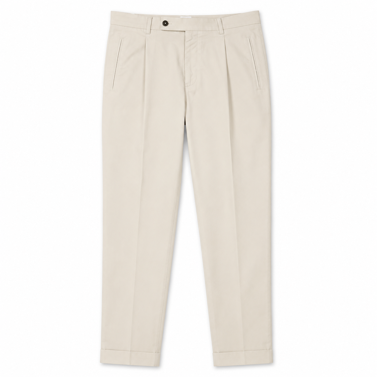 Pantaloni chino plissettati FRESH Nervi in cotone Lyocell color latte