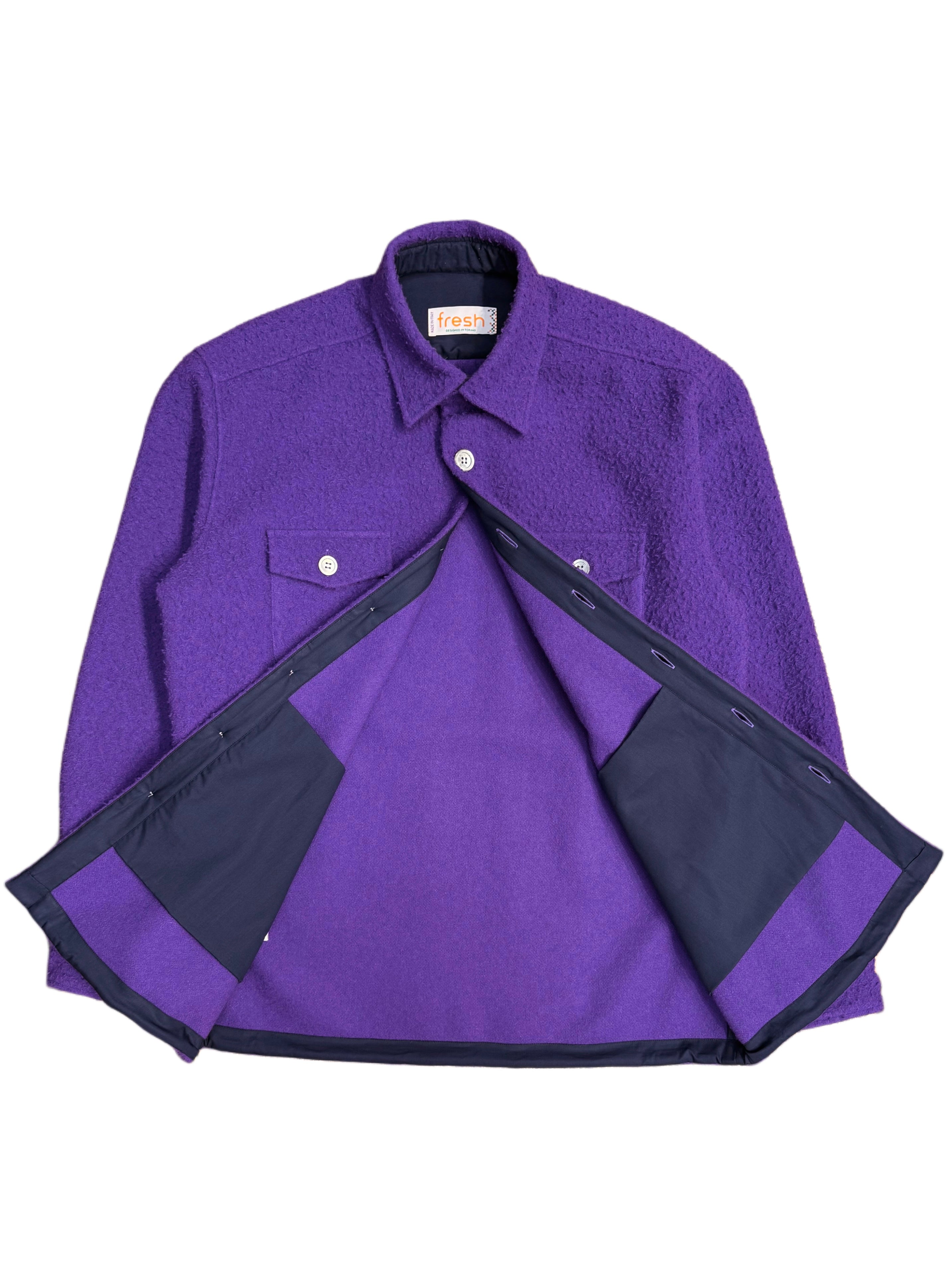 FRESH Casentino Wool Overshirt in Purple