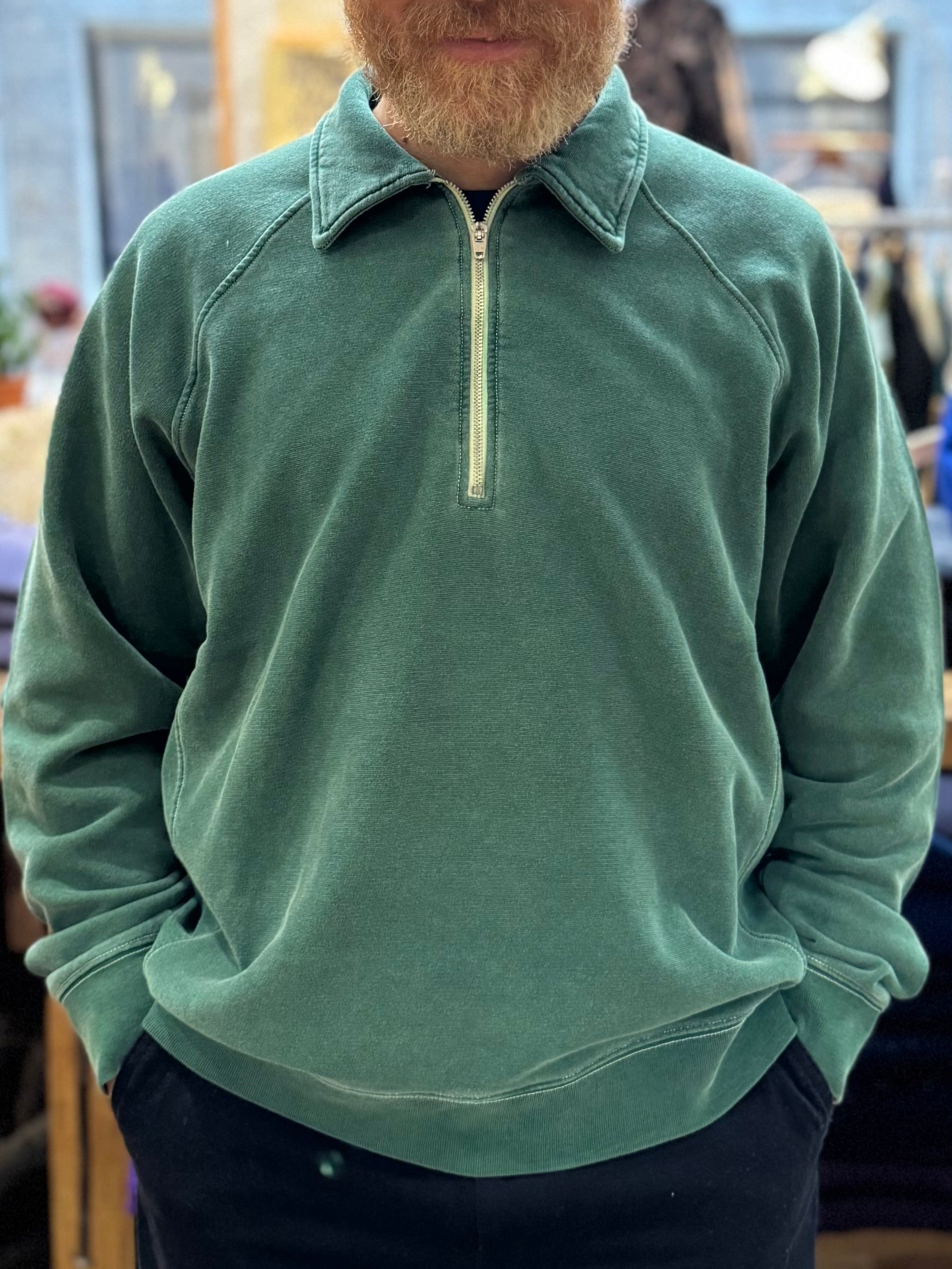 FRESH Ivy Plated Polo Sweatshirt in Green