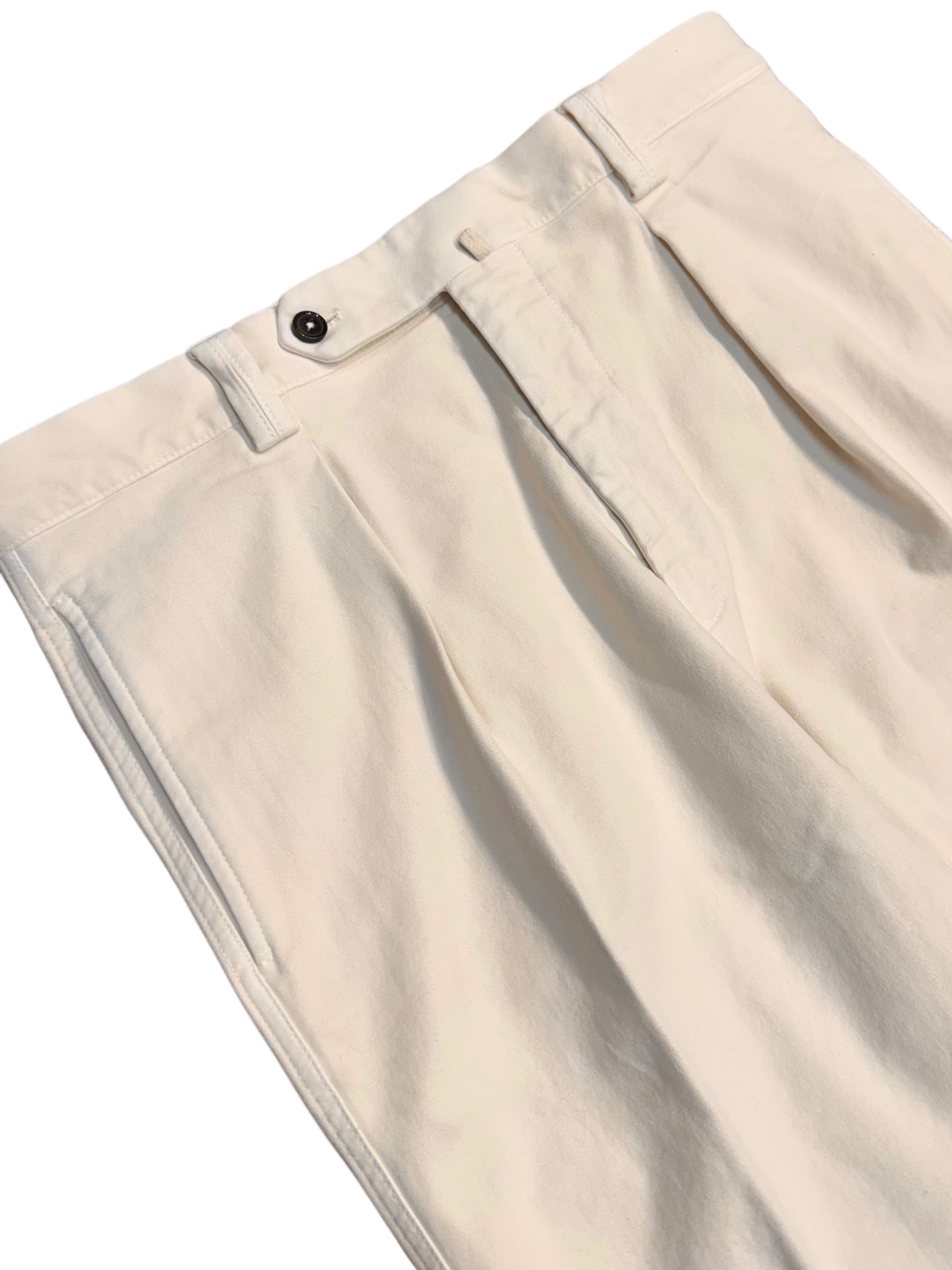 FRESH Camogli Moleskin Pleated Chino Pants In Old White