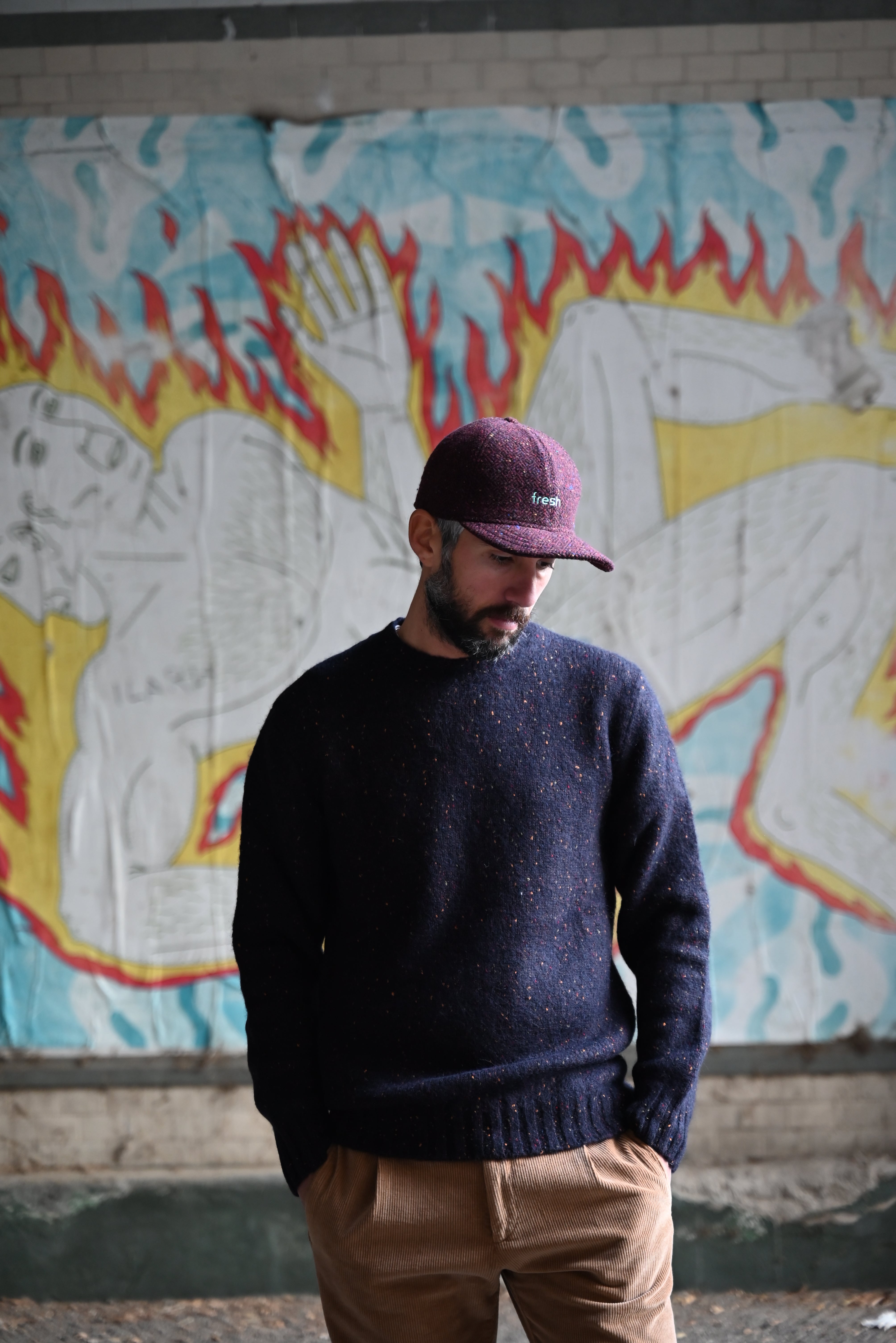 FRESH Bruce Pull en laine à col rond Marine