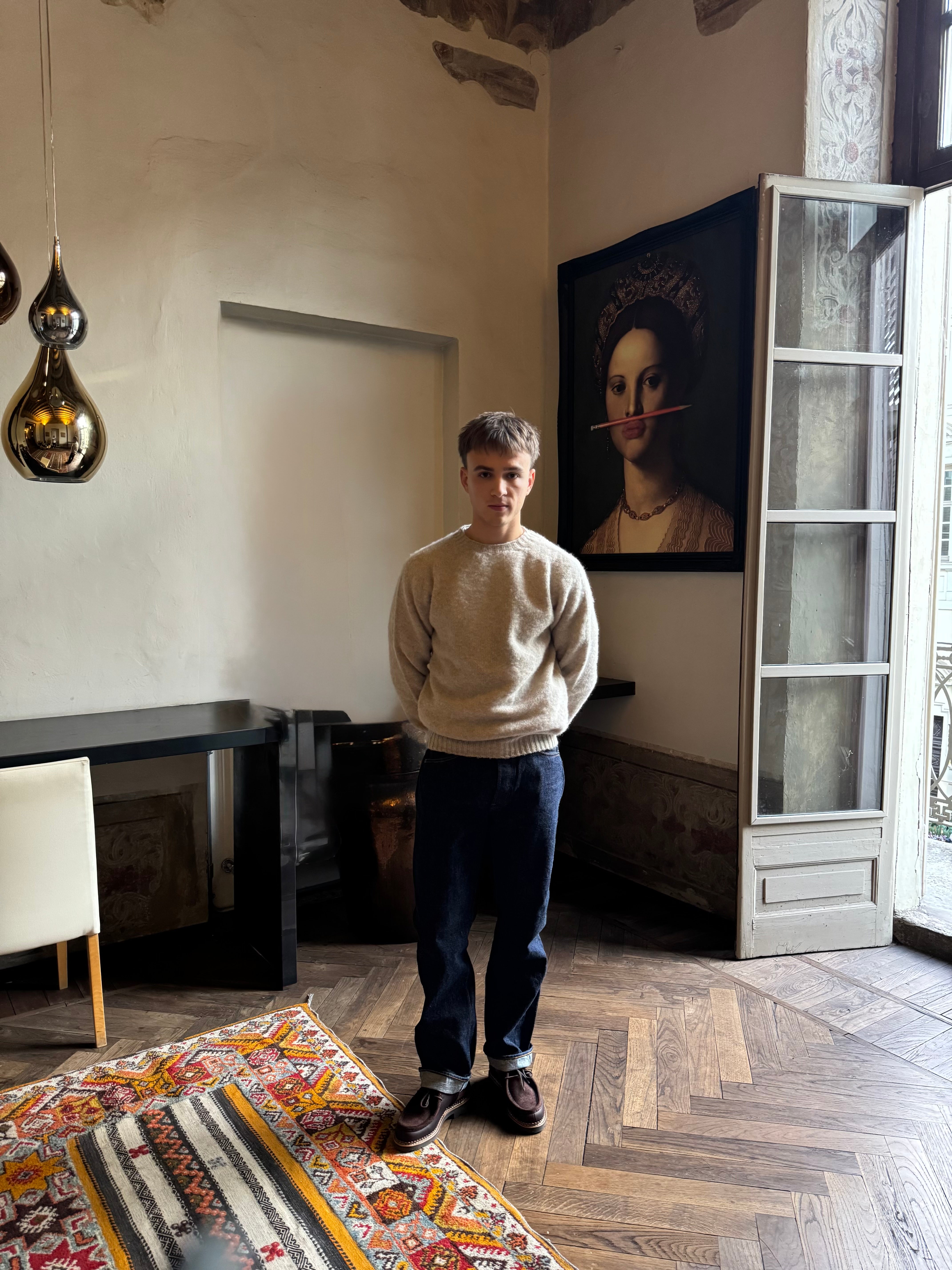 FRESH Sean Shaggy Shetland Wool Jumper In Putty