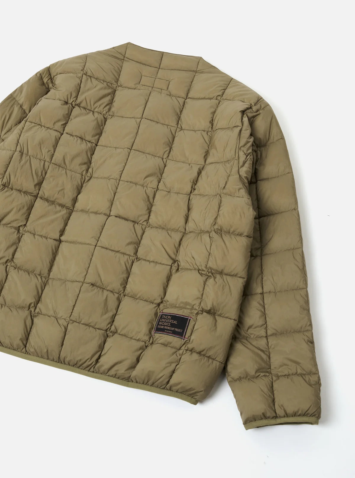 TAION x UNIVERSAL WORKS Green Nylon Soft Shell Down Cardigan