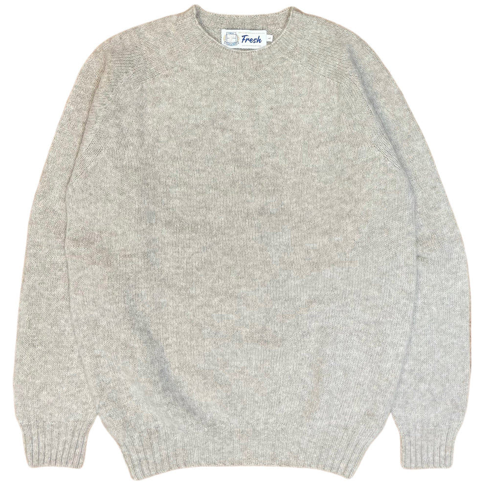 FRESH Sean Shaggy Shetland Wool Jumper In Putty