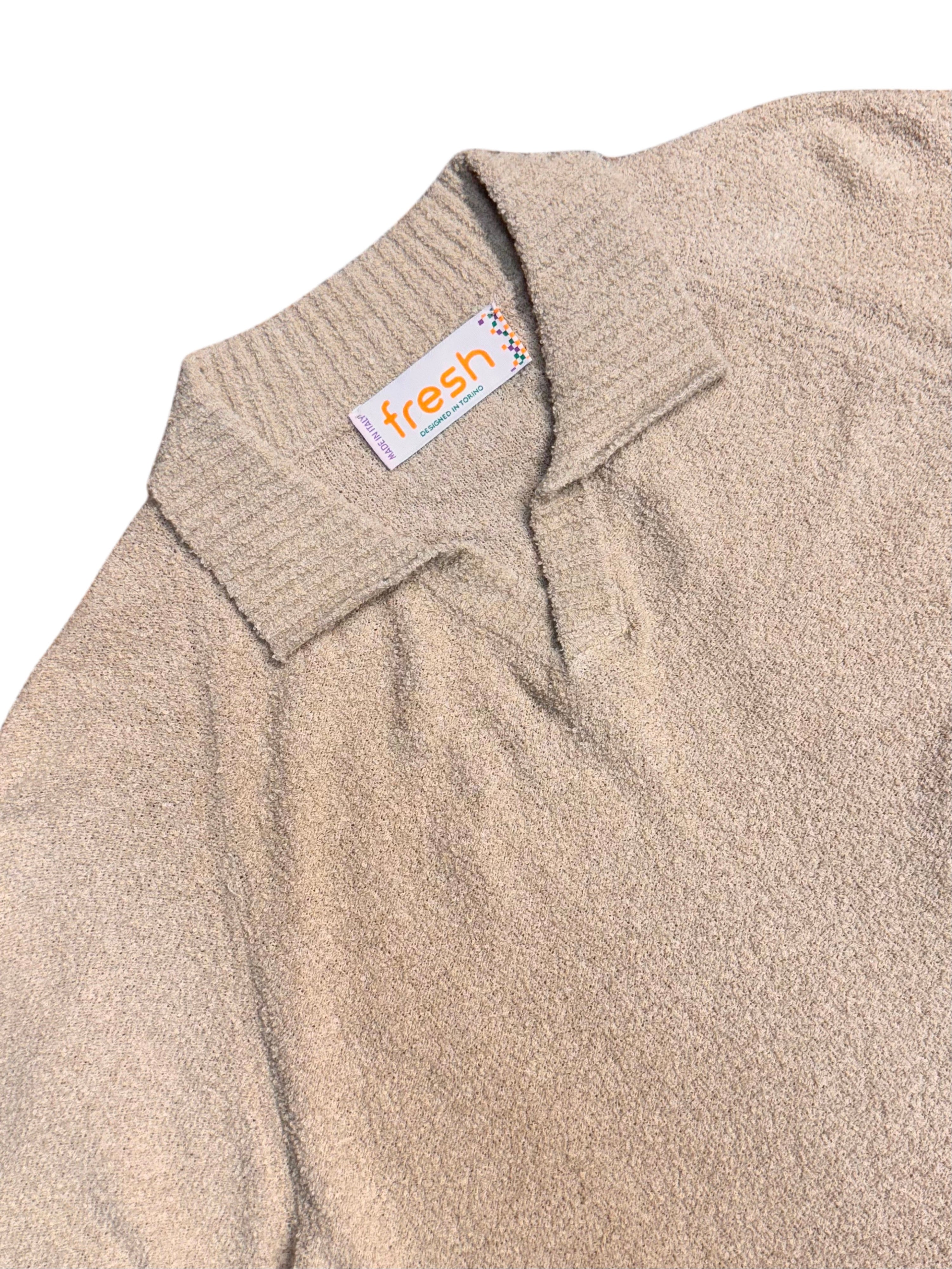 FRESH Sand Boucle Cotton Polo Shirt