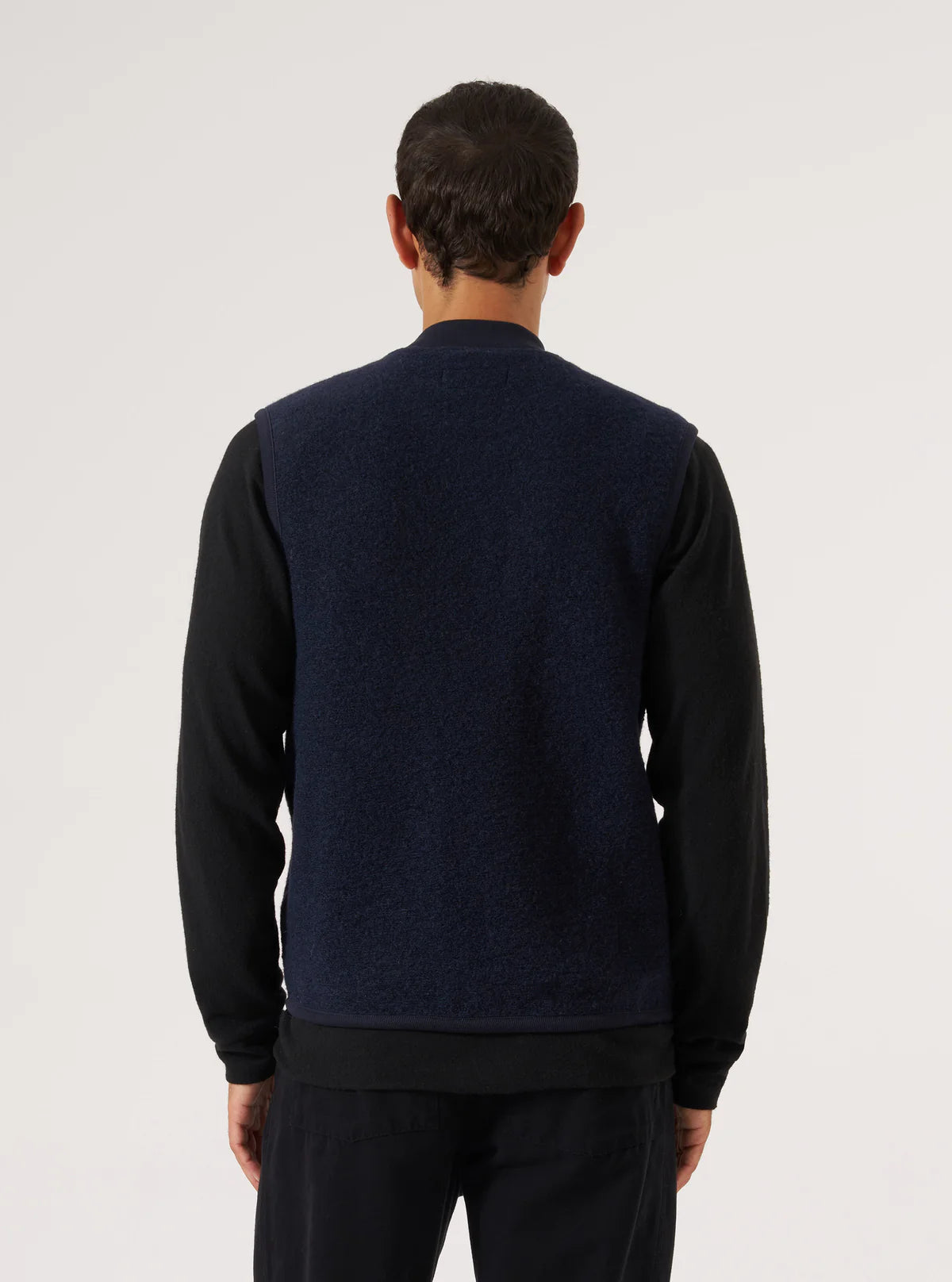 UNIVERSAL WORKS Navy Wool Fleece Zip Waistcoat