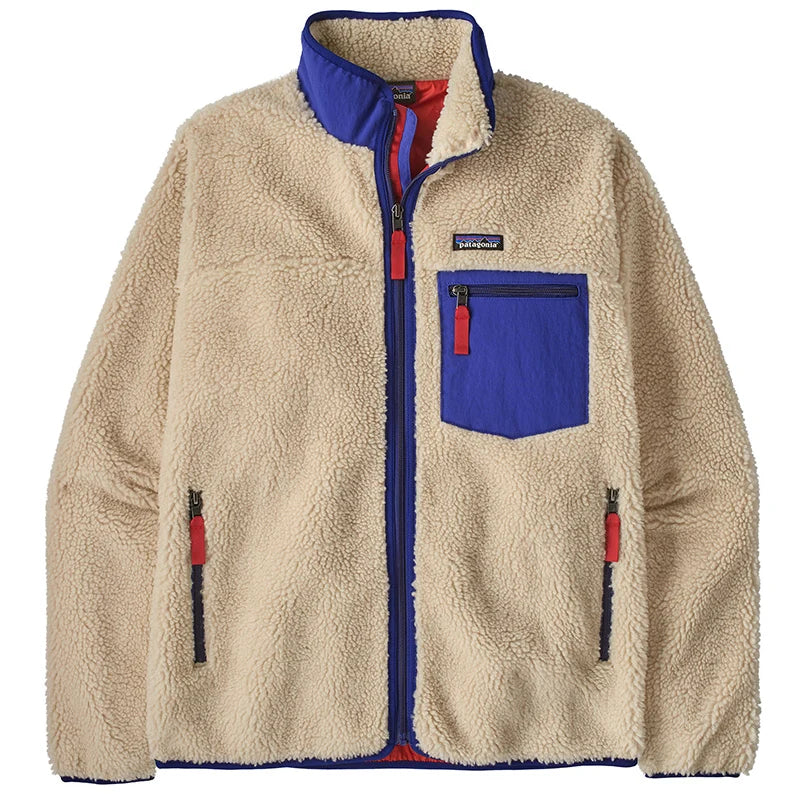 PATAGONIA Men's Classic Retro-X® Fleece Jacket Dark Natural White Cobalt
