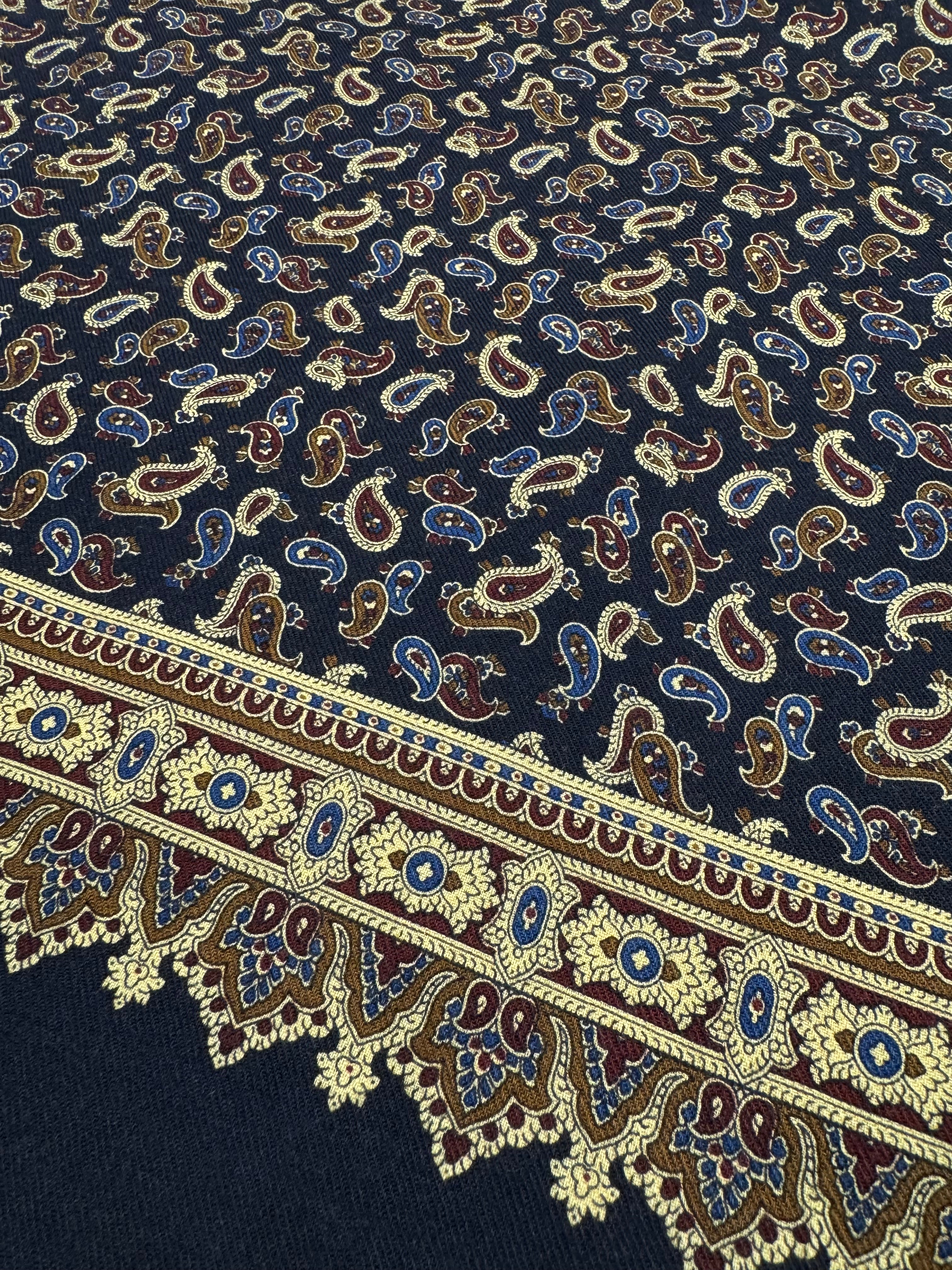 FRESH Fine Wool Scarf in Navy Paisley