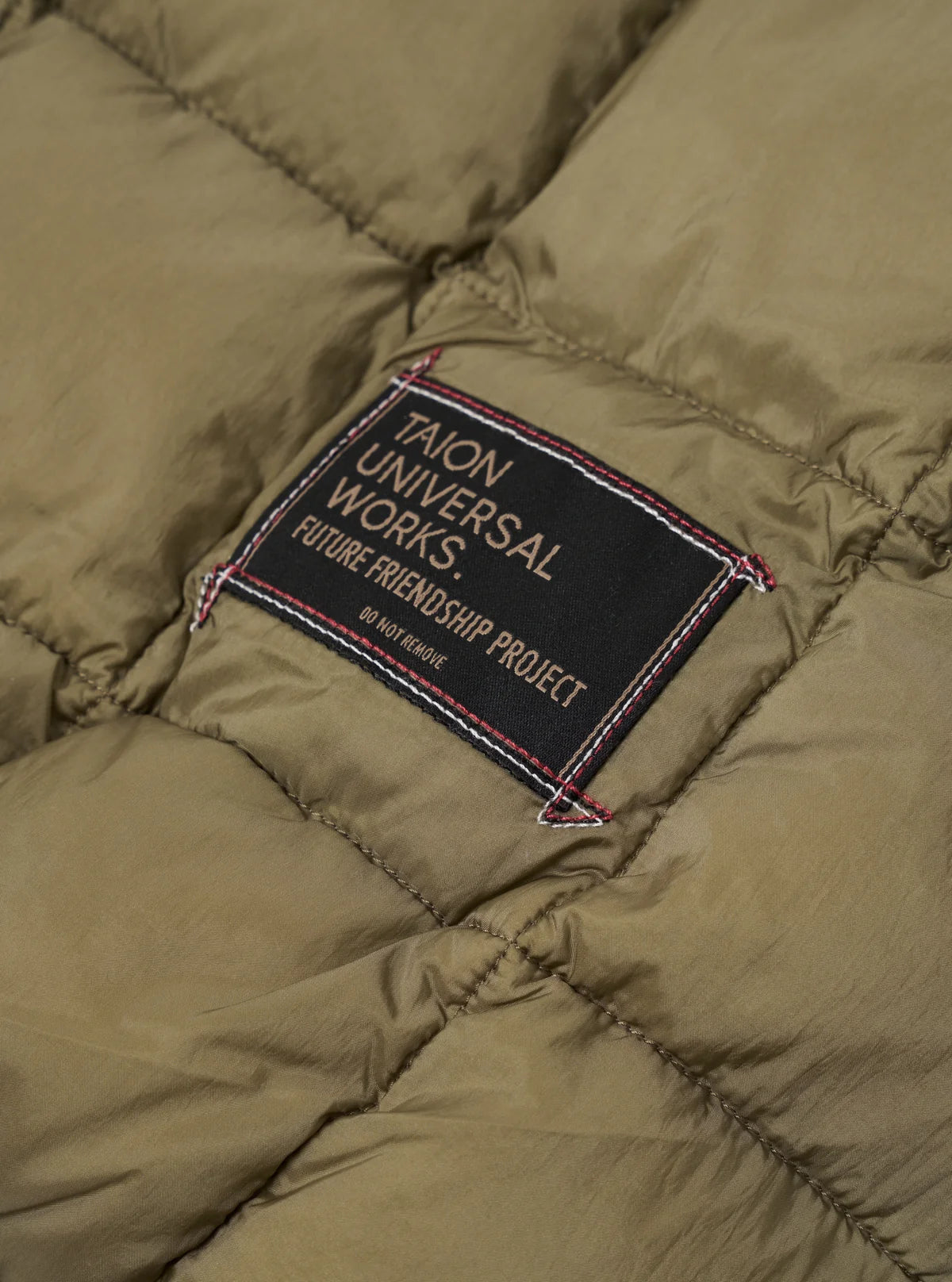 TAION x UNIVERSAL WORKS Green Nylon Soft Shell Down Cardigan