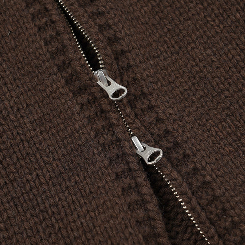 FRIZMWORKS Wool Varsity Cardigan Brown Tan