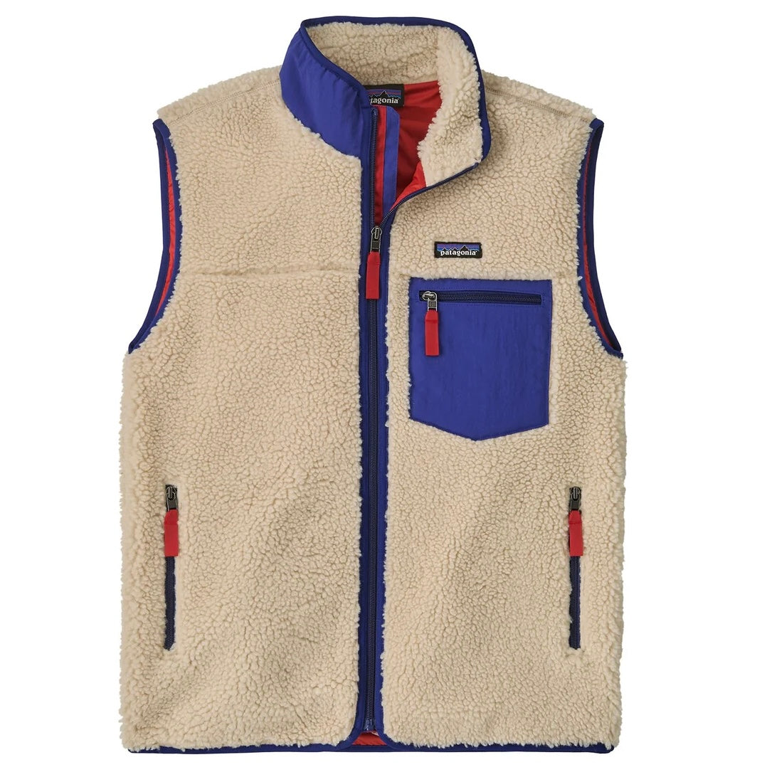 PATAGONIA Men's Classic Retro-X® Fleece Vest Dark Natural White Cobalt Blue
