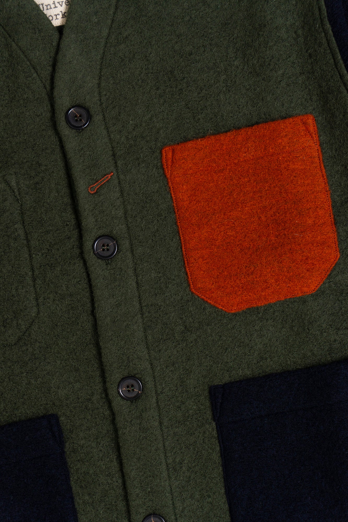 UNIVERSAL WORKS x Fresh Cardigan Wool Fleece Olive Rust