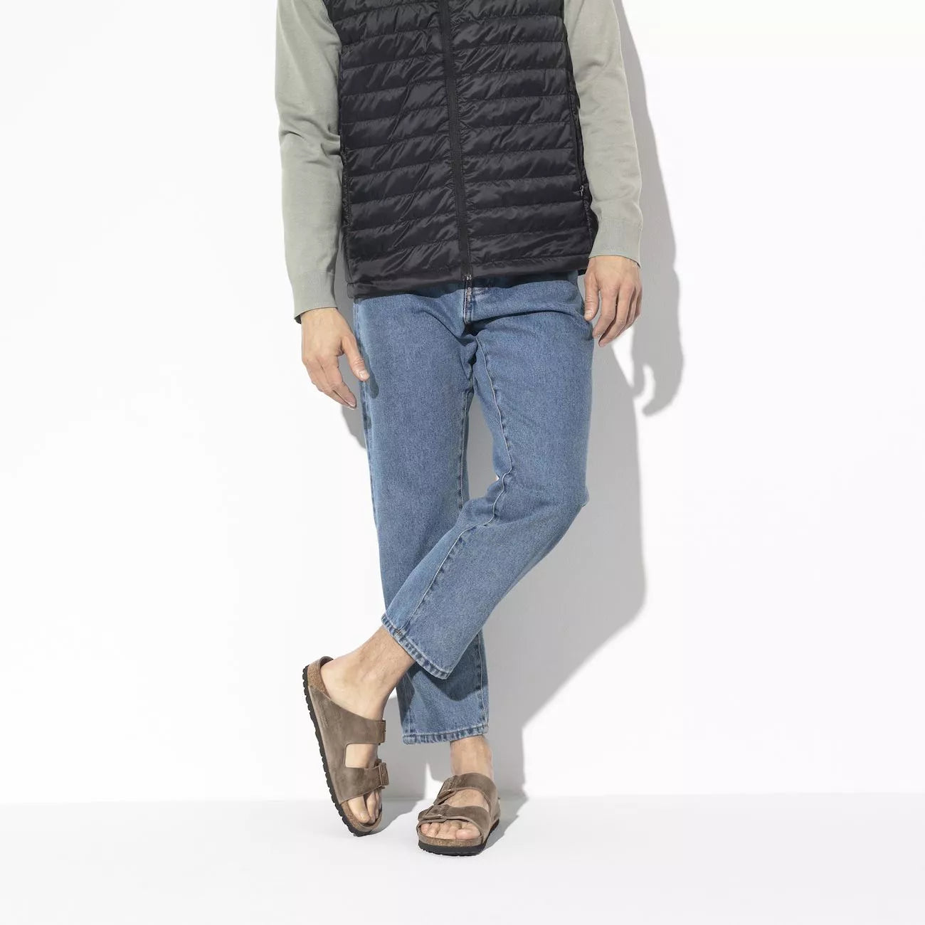 BIRKENSTOCK Arizona BS Pelle oliata color cachi sbiadito, vestibilità stretta