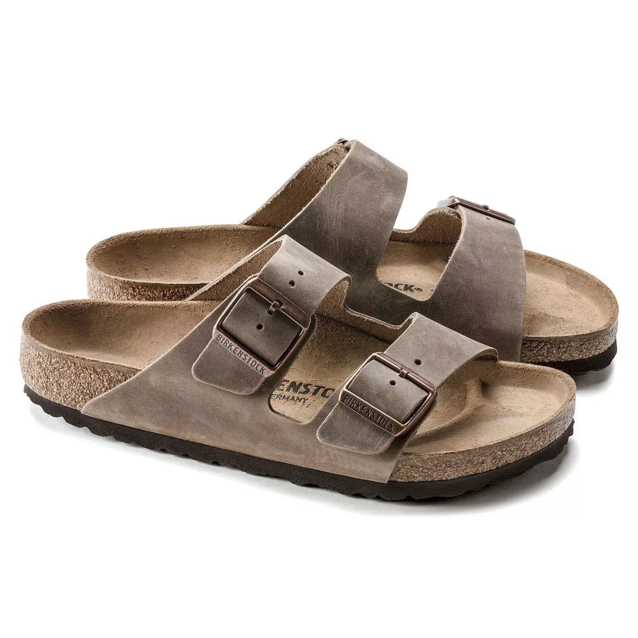BIRKENSTOCK Arizona BS Pelle oliata color cachi sbiadito, vestibilità stretta