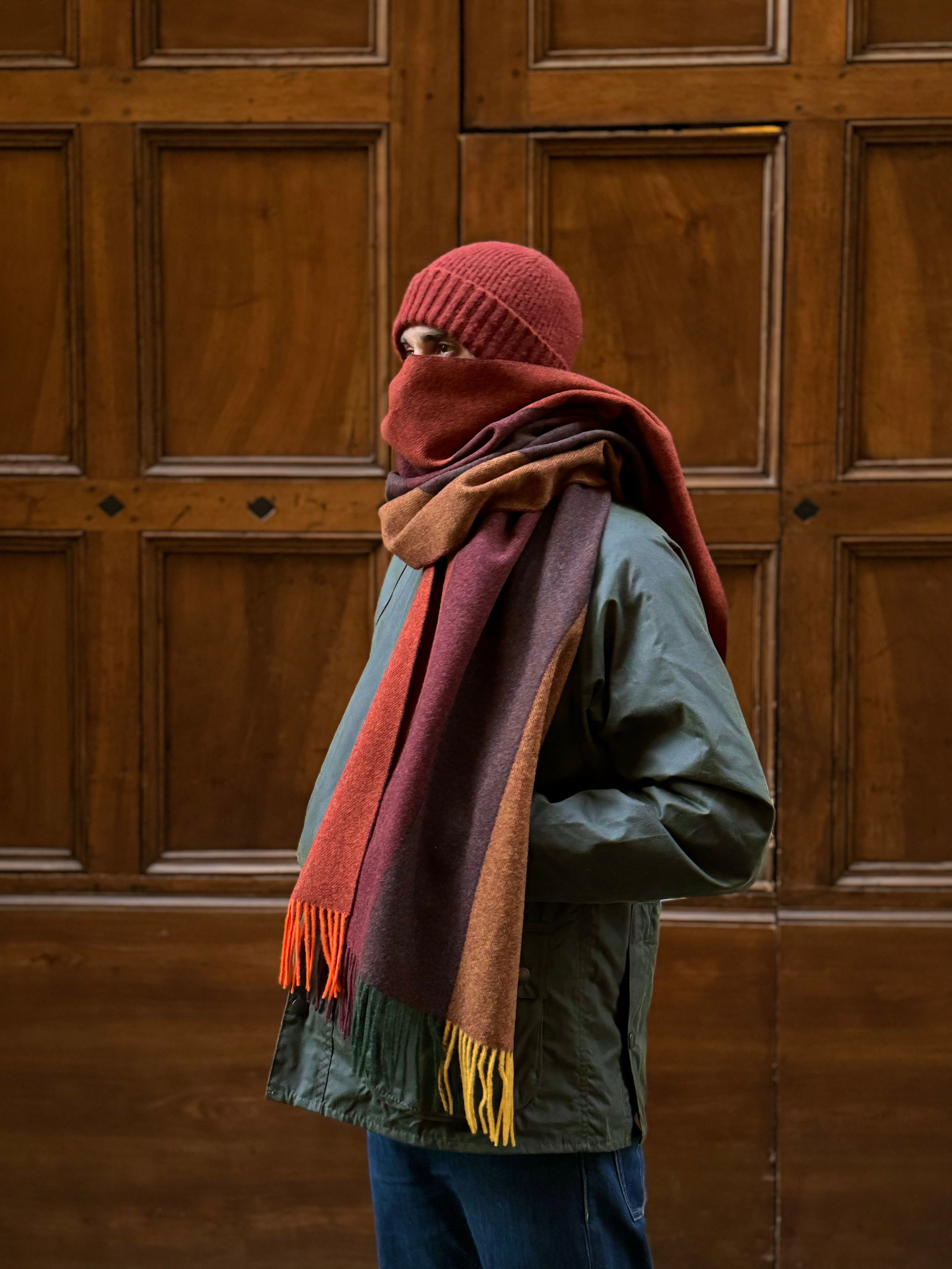 FRESH Striped Orange Wool Scarf
