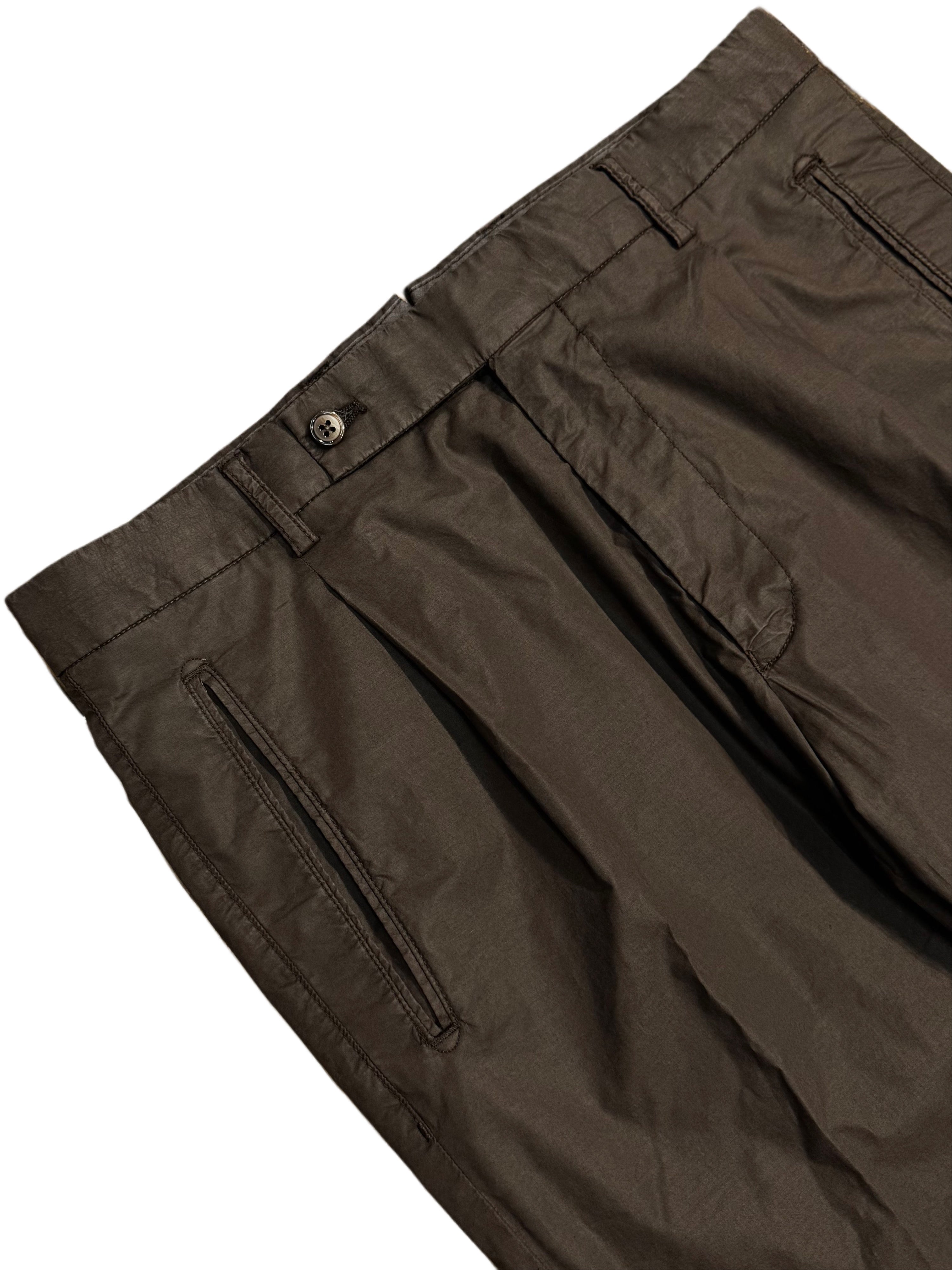 FRESH Nervi Cotton Lyocell Pleated Chino Pants In Dark Brown
