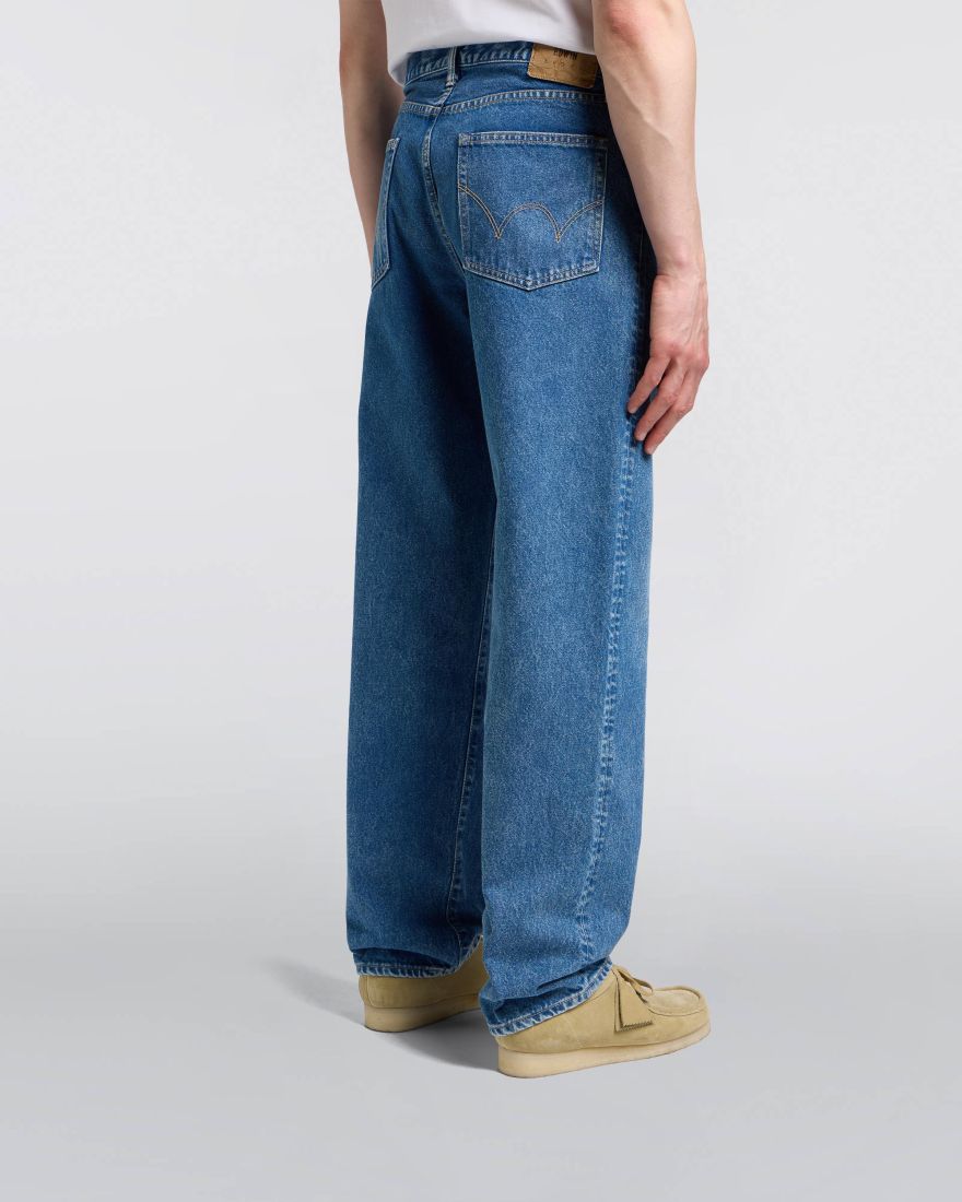 EDWIN Loose Jeans Blue Mid Light Used Made In Japan