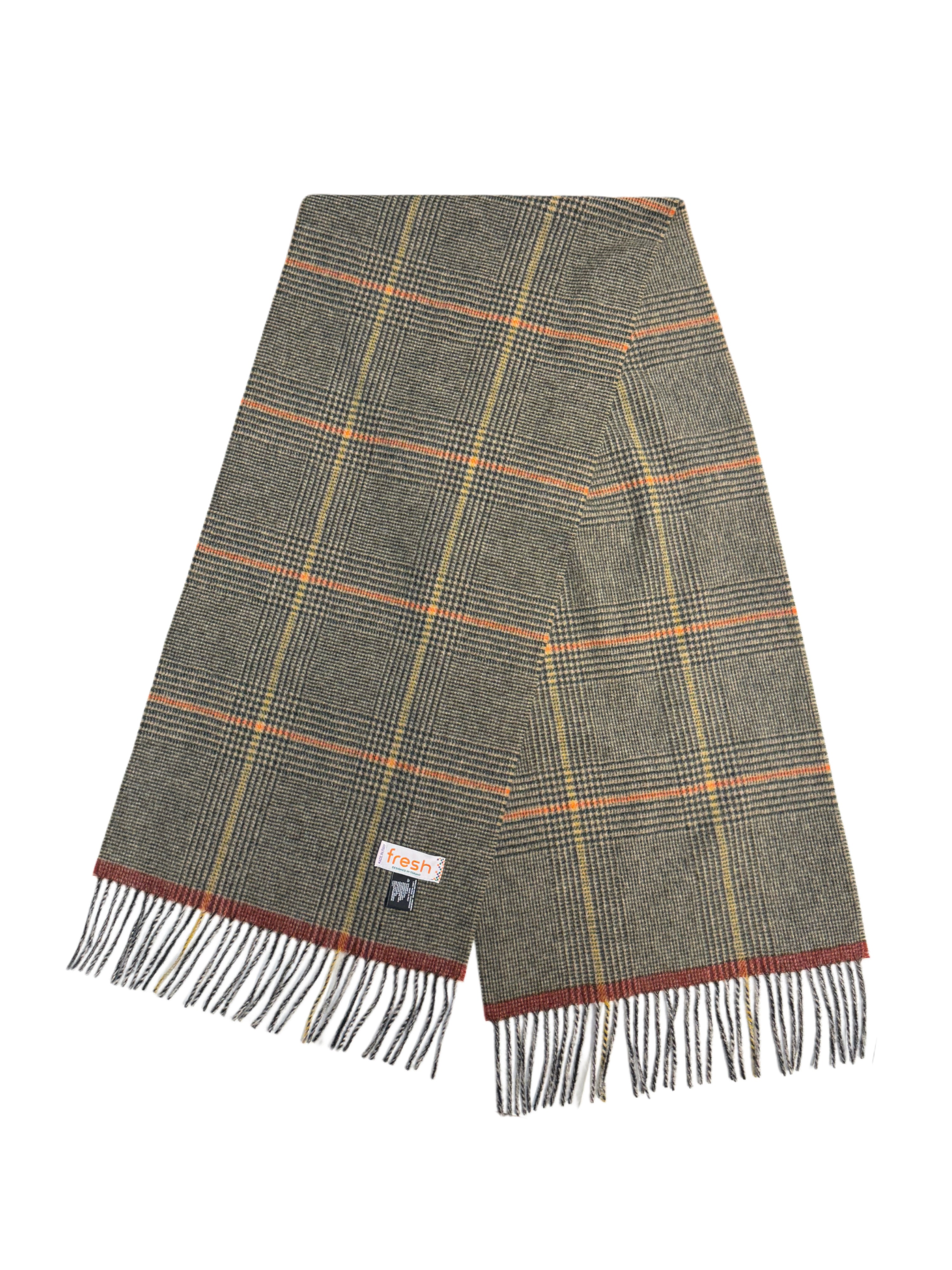 FRESH Beige Orange Yellow Striped Wool Scarf