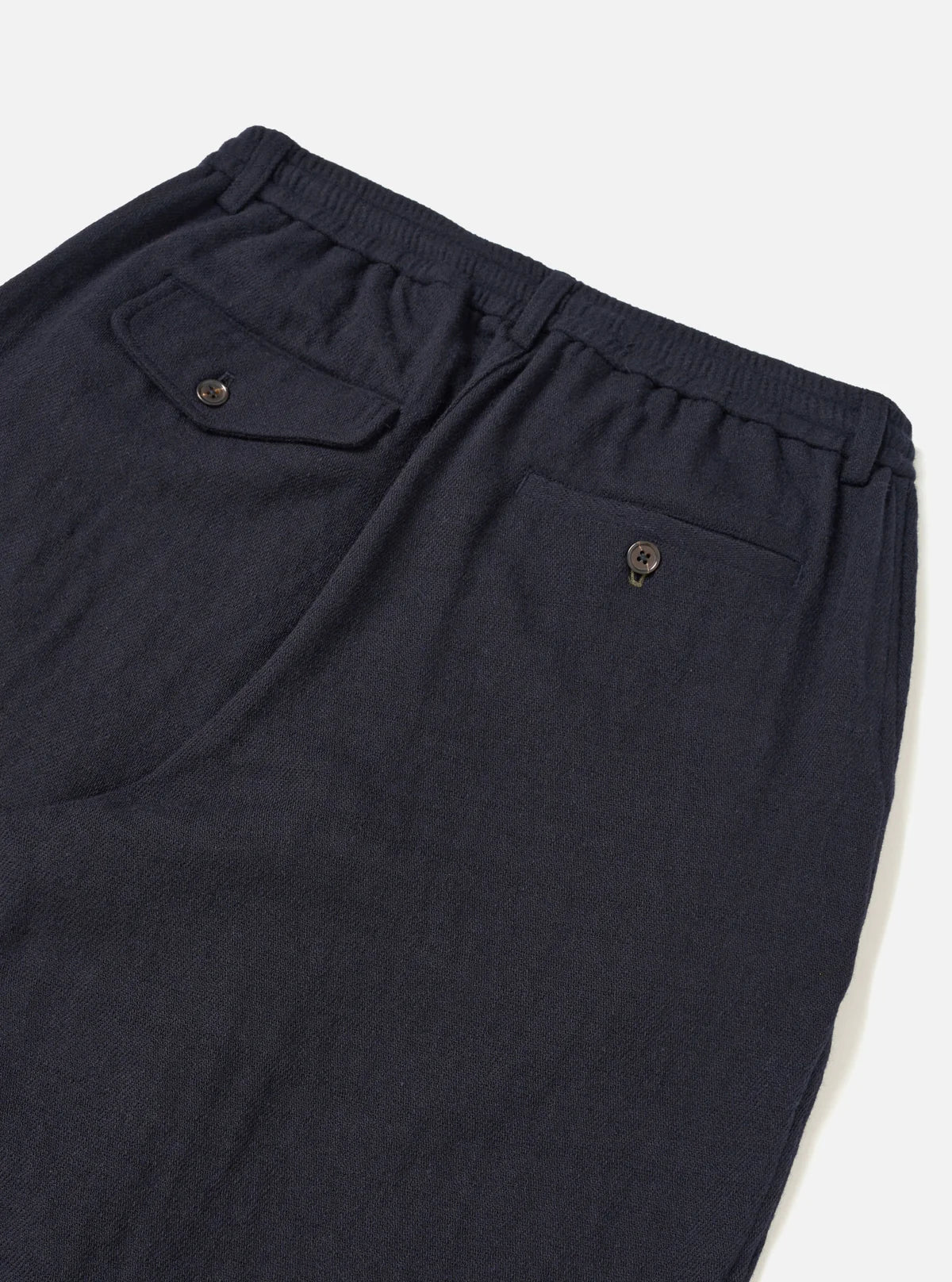UNIVERSAL WORKS Dark Navy Robin Wool Mix Pleated Track Pant