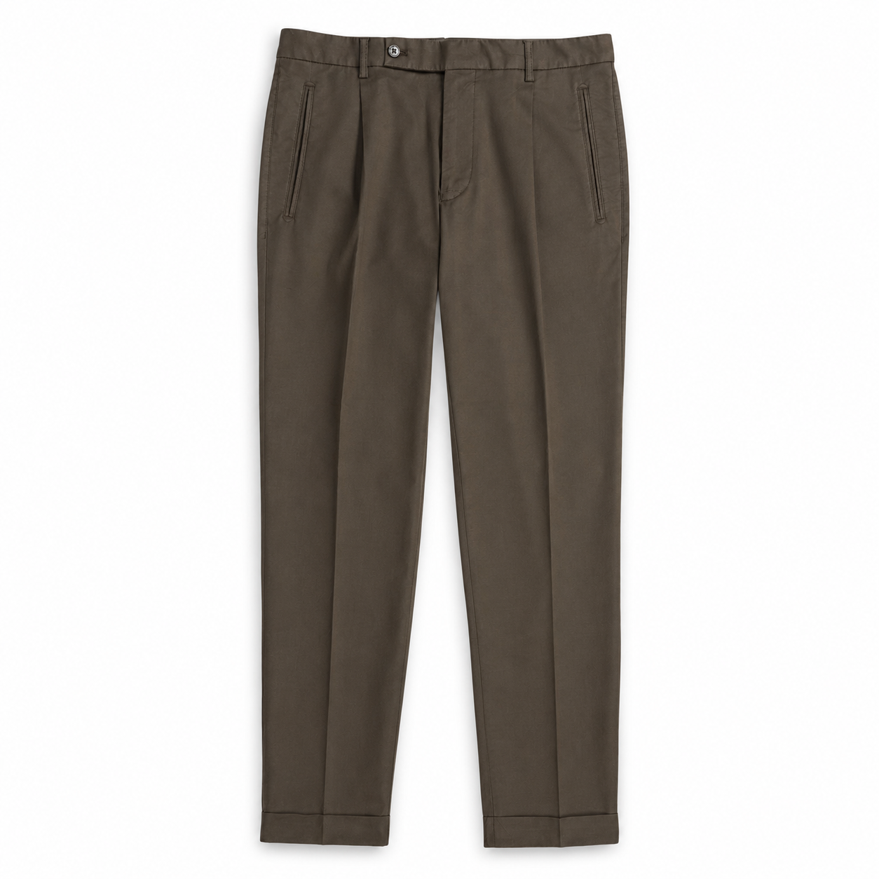 Pantaloni chino a pieghe FRESH Nervi in cotone lyocell in marrone scuro