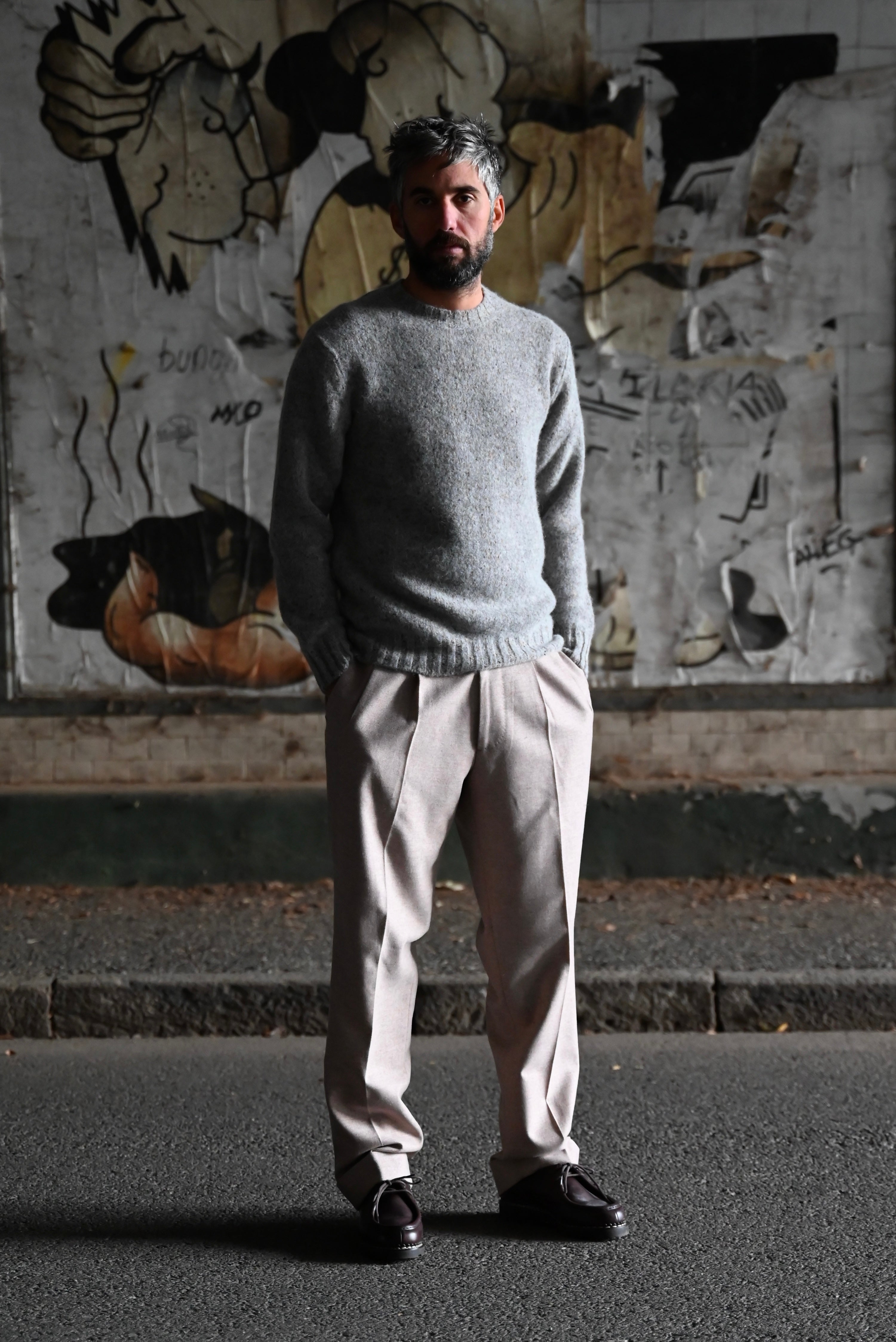 Pantaloni chino a 2 pieghe in lana FRESH color rosa