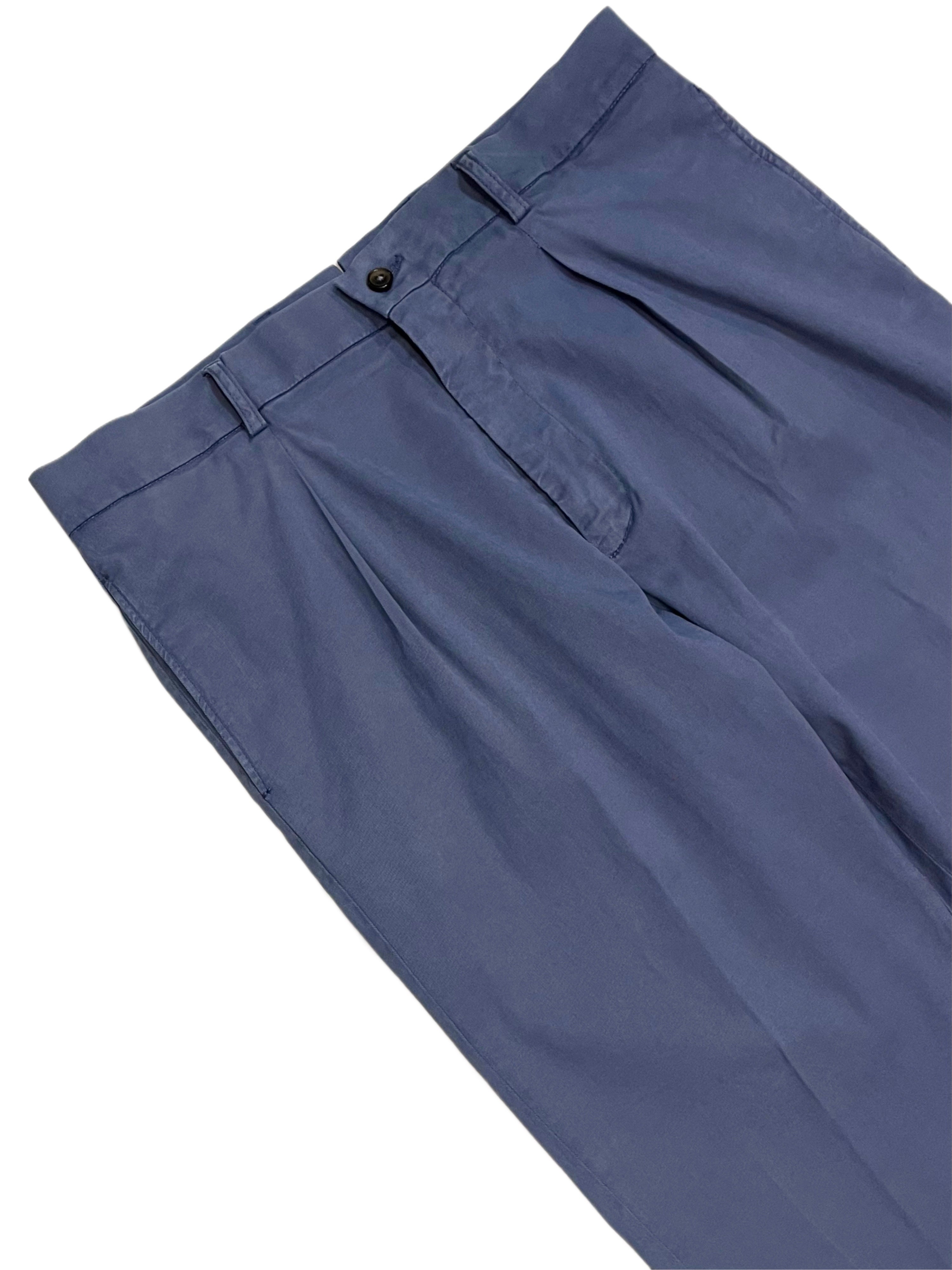 Pantaloni chino in cotone plissettato FRESH Camogli in indaco