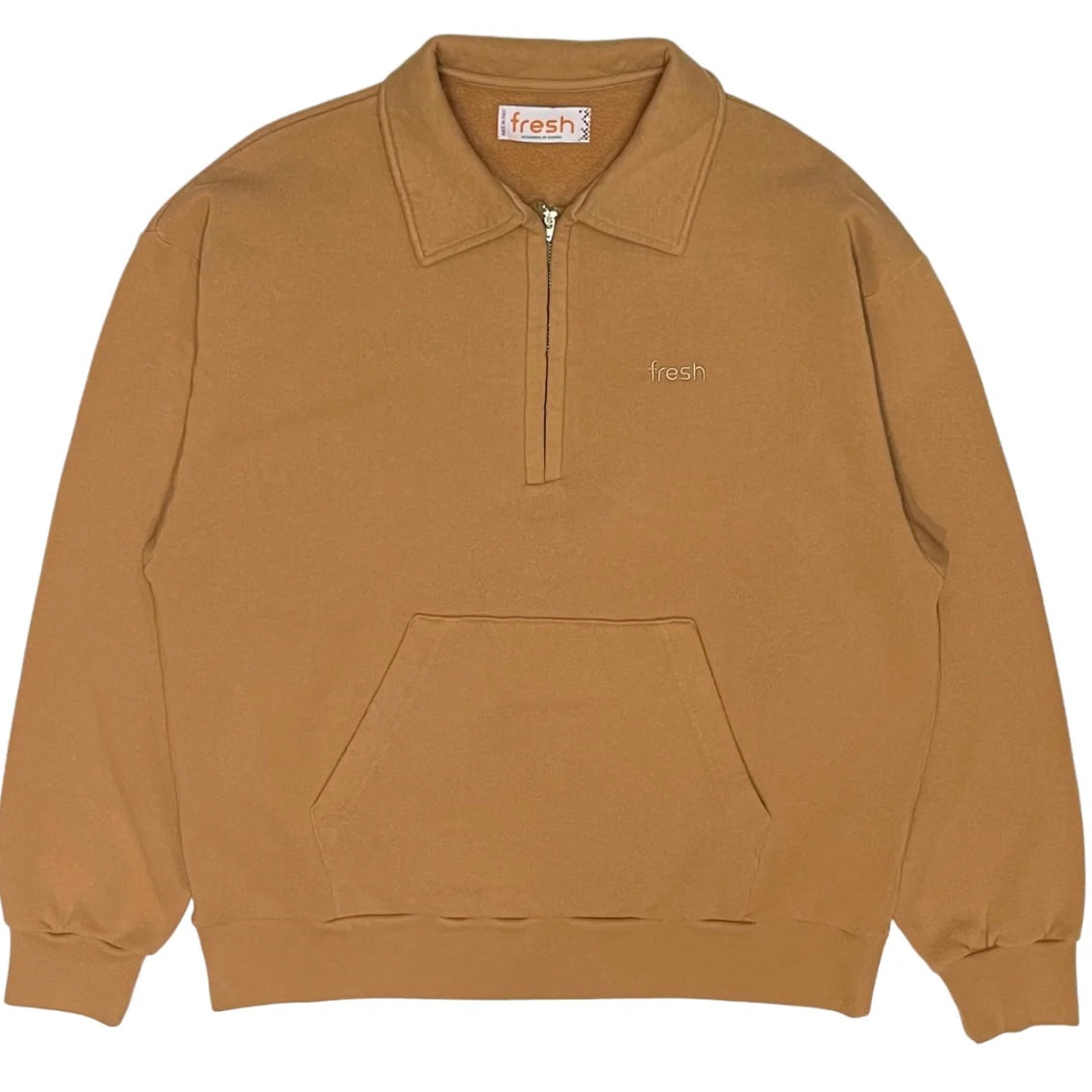 FRESH Mike Salted Caramel Zipper Polo Sweatshirt in Winter Cotton