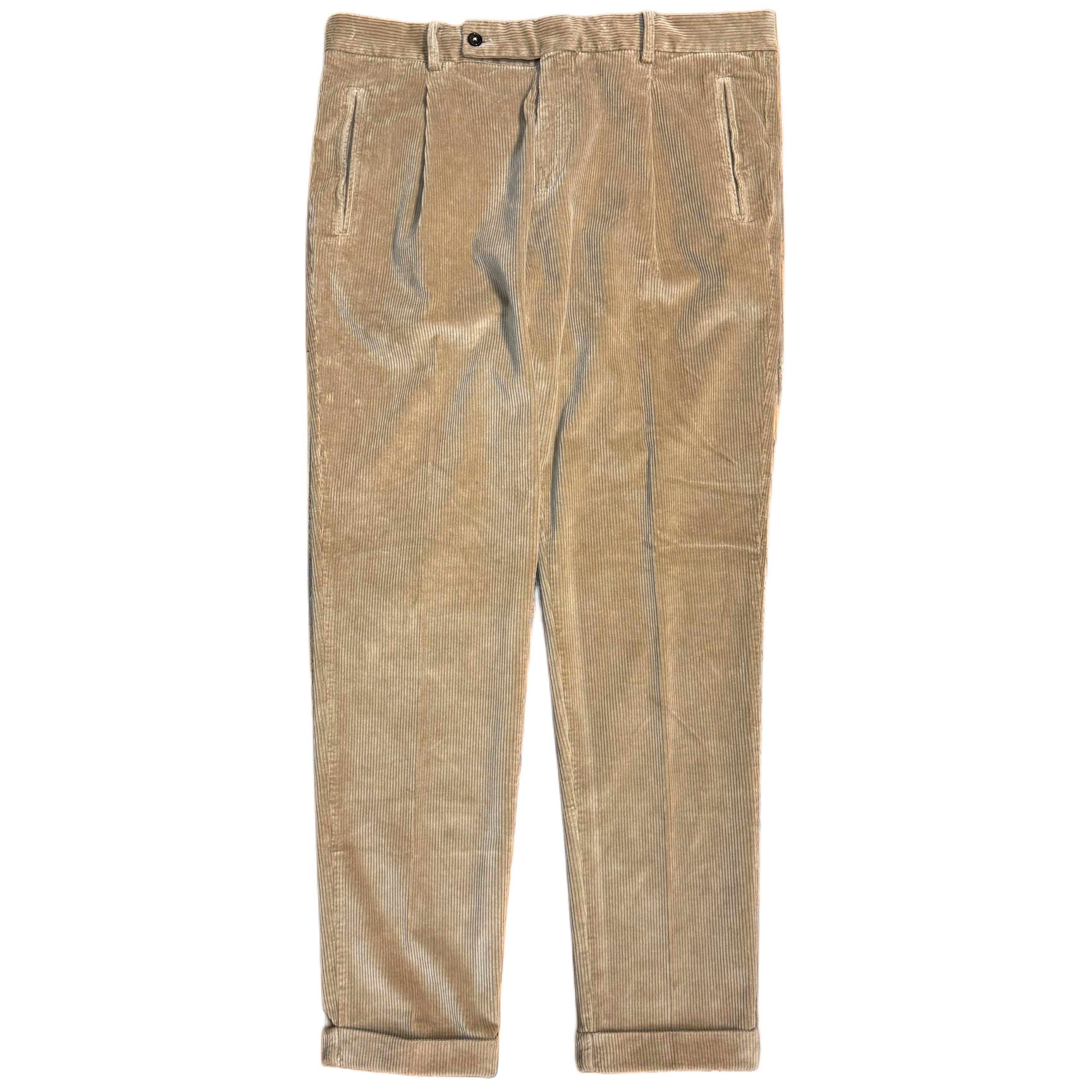 Pantaloni chino a pieghe in velluto a coste FRESCO in noce