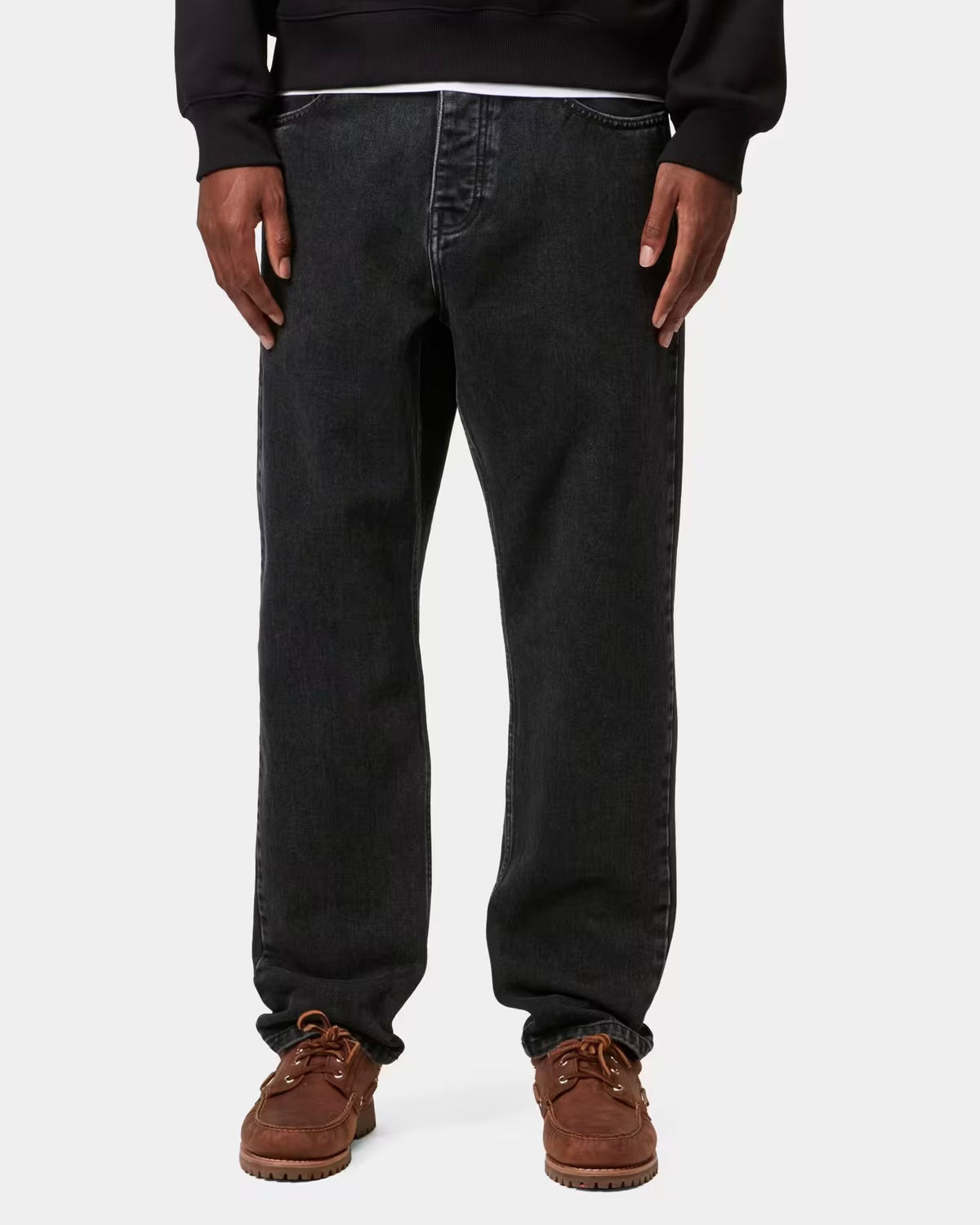 CARHARTT WIP Newel Pantalone Nero Stone Washed