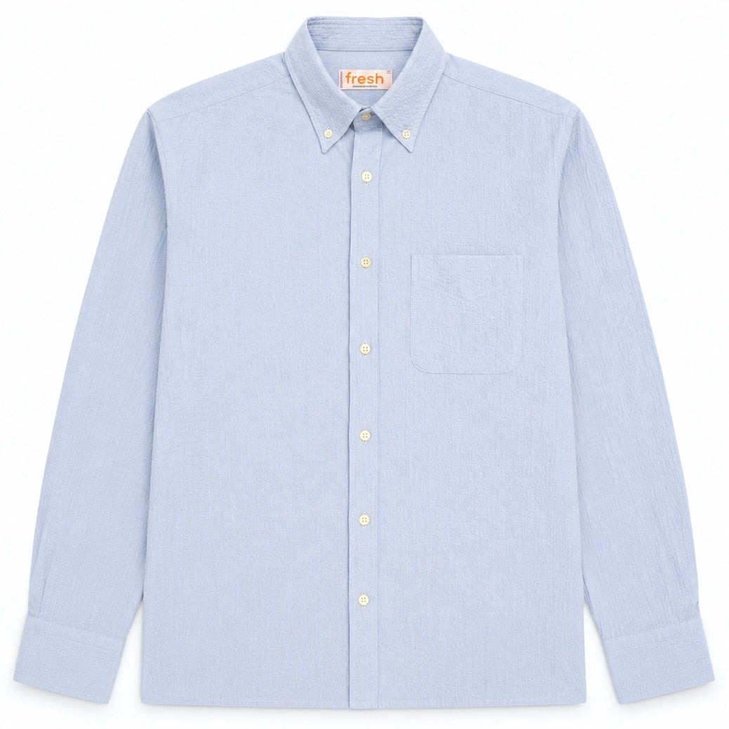 FRESH Button Down Light Blue Seersuker Shirt