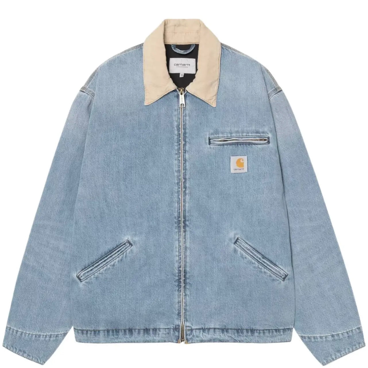 CARHARTT WIP Detroit Jacket Blue Dusty H Brown Burst Washed