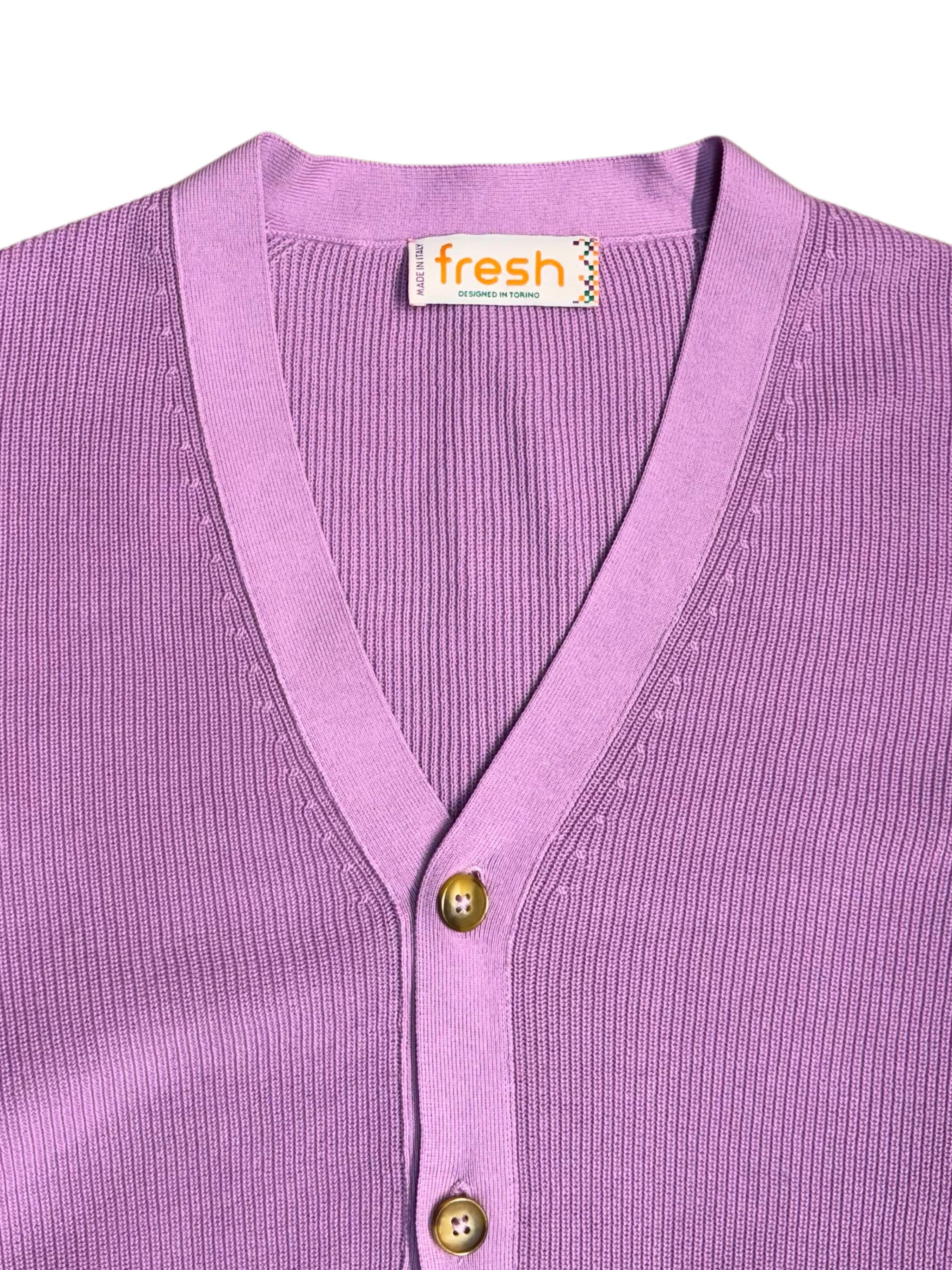FRESH Scott Italian Cotton Cardigan in Lilac