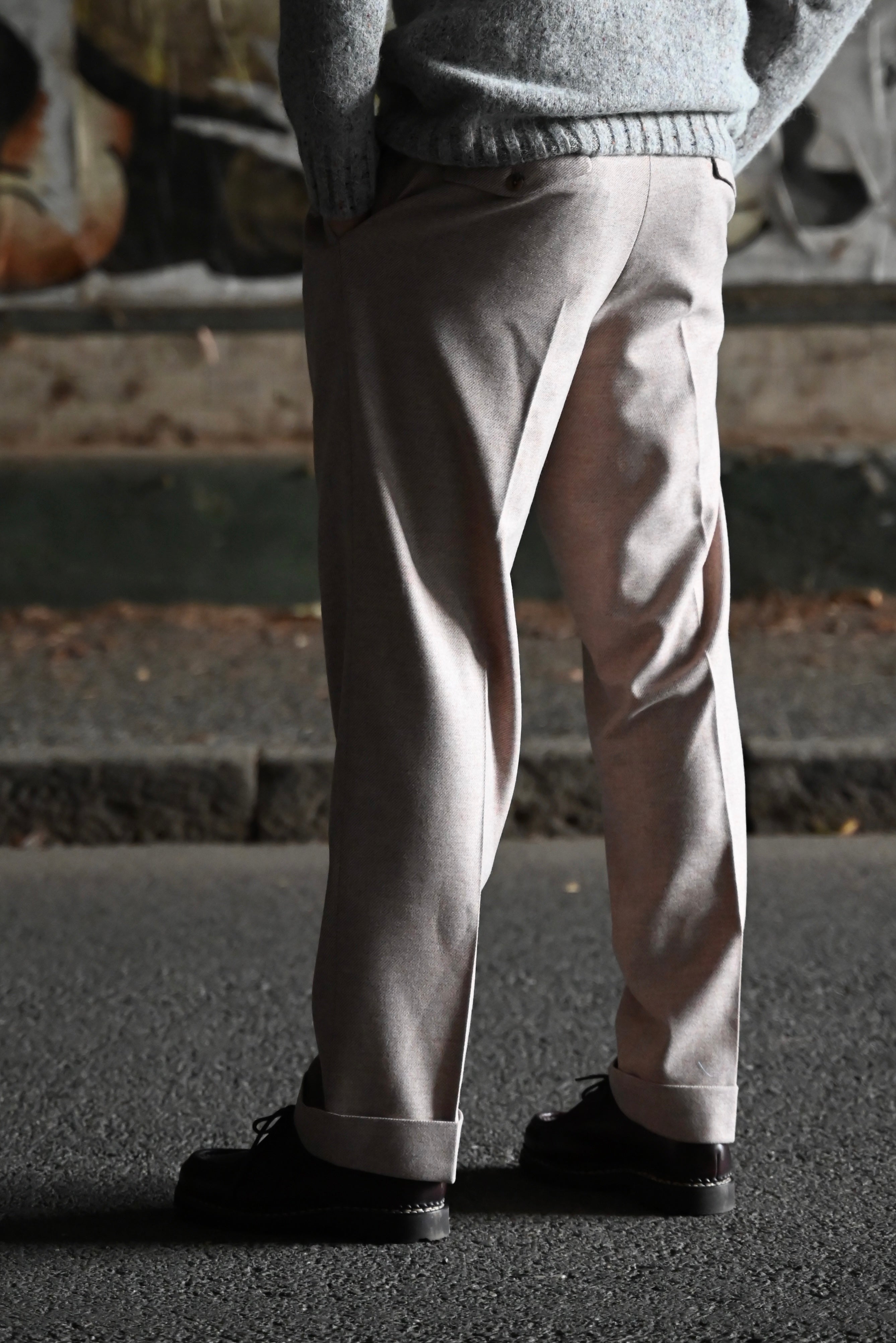 Pantaloni chino a 2 pieghe in lana FRESH color rosa