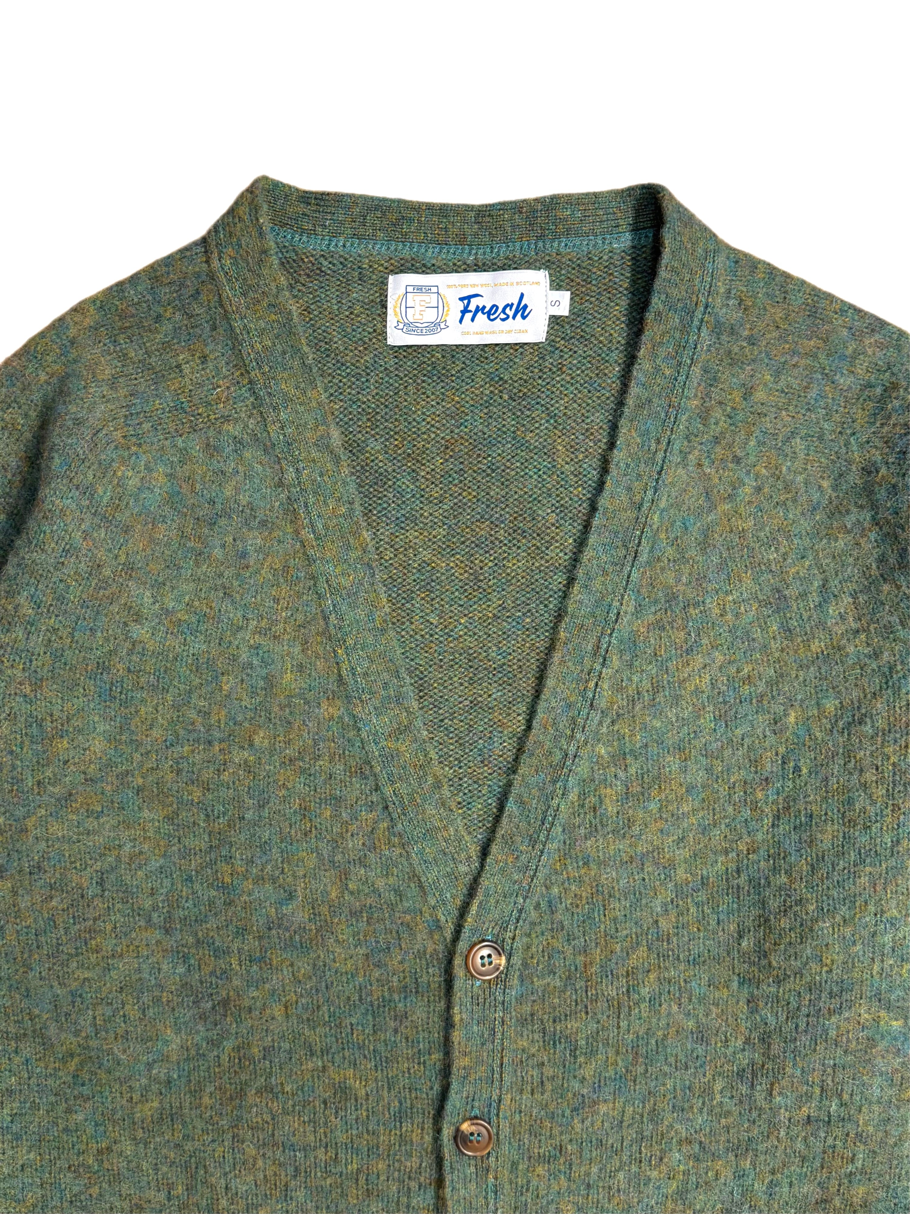 FRESH Dave Shaggy Shetland Wool Cardigan In Sweetpea