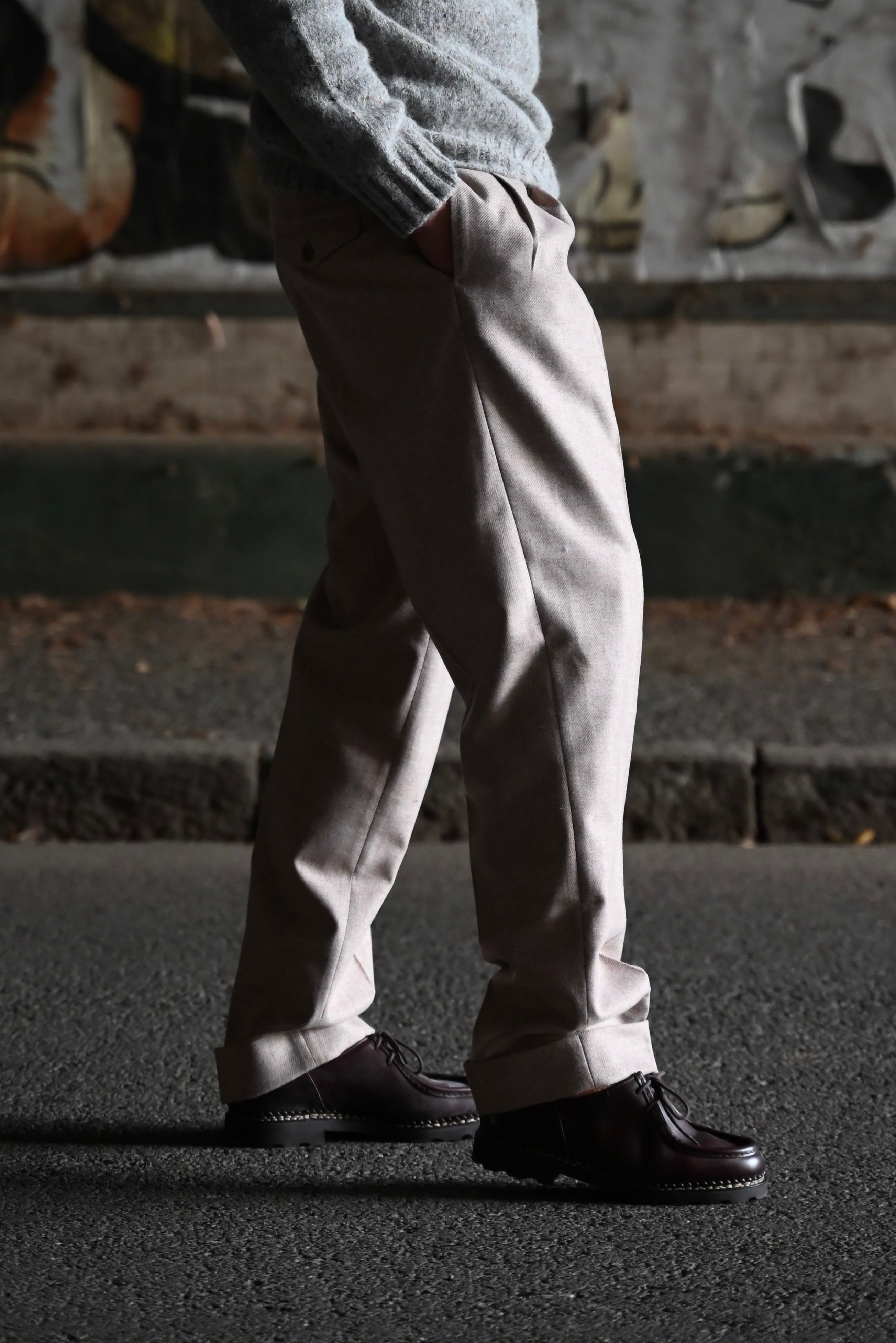 Pantaloni chino a 2 pieghe in lana FRESH color rosa