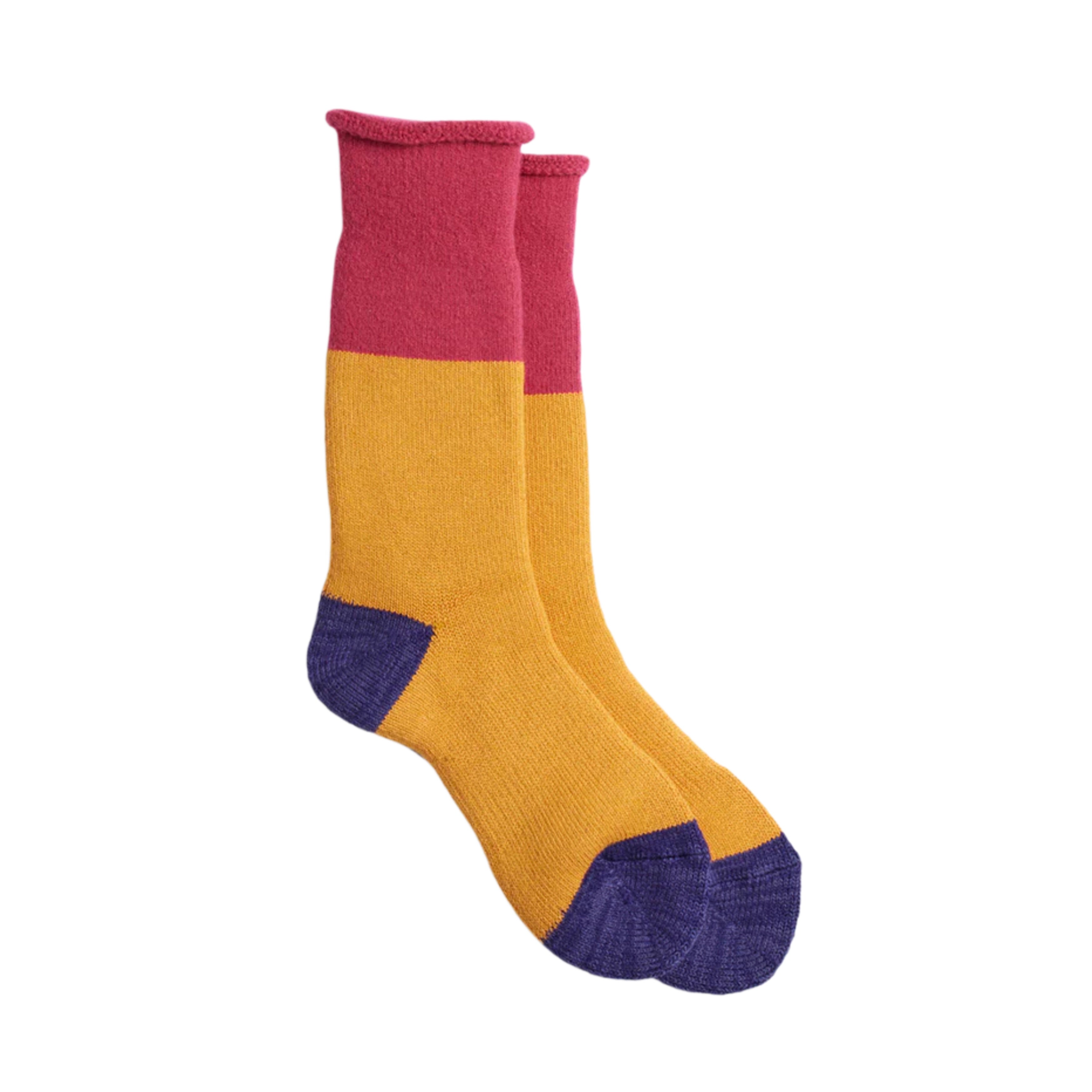 ROTOTO Chunky Pile Boot Sock Rose Orange