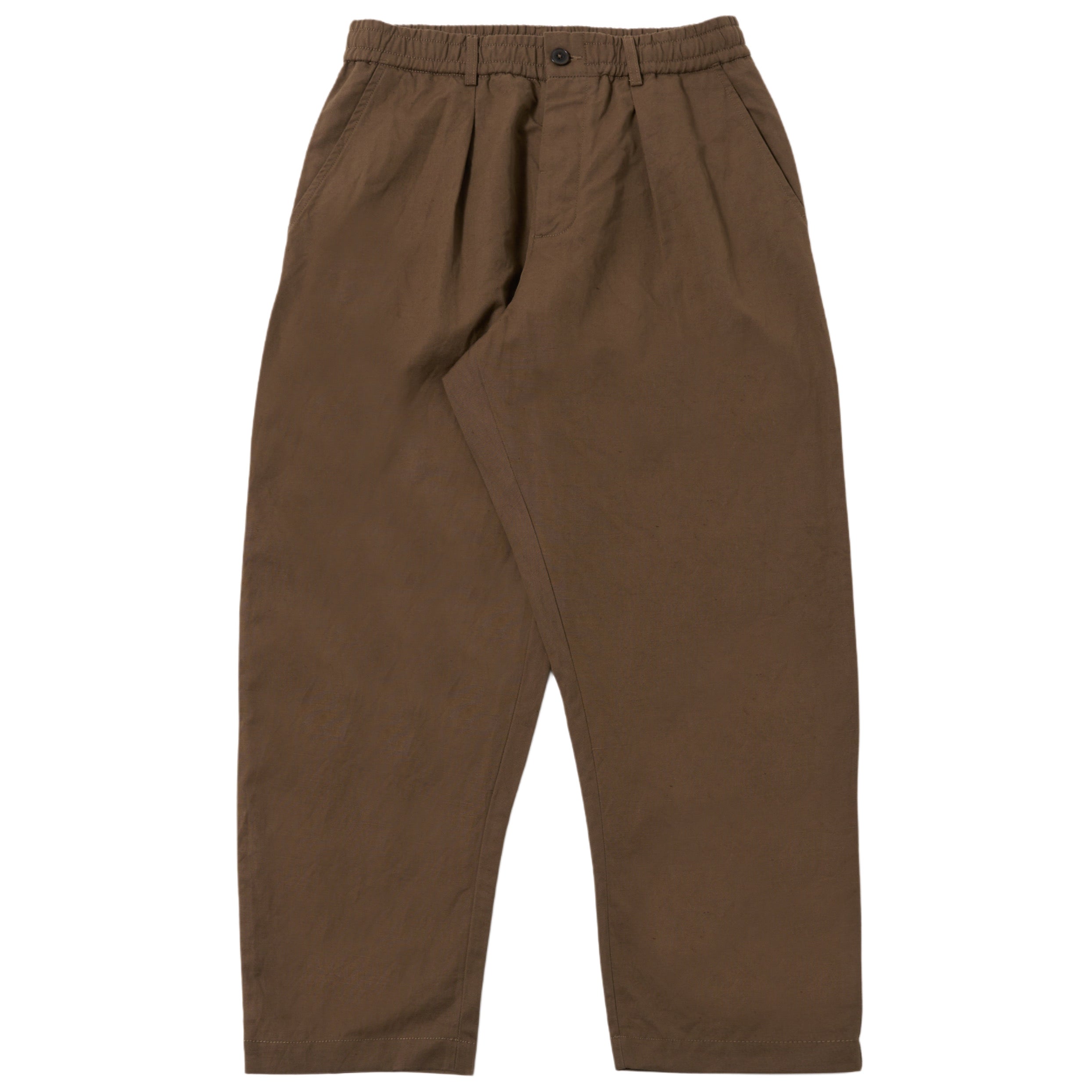 Pantaloni Oxford UNIVERSAL WORKS in lino kaki con trama slub