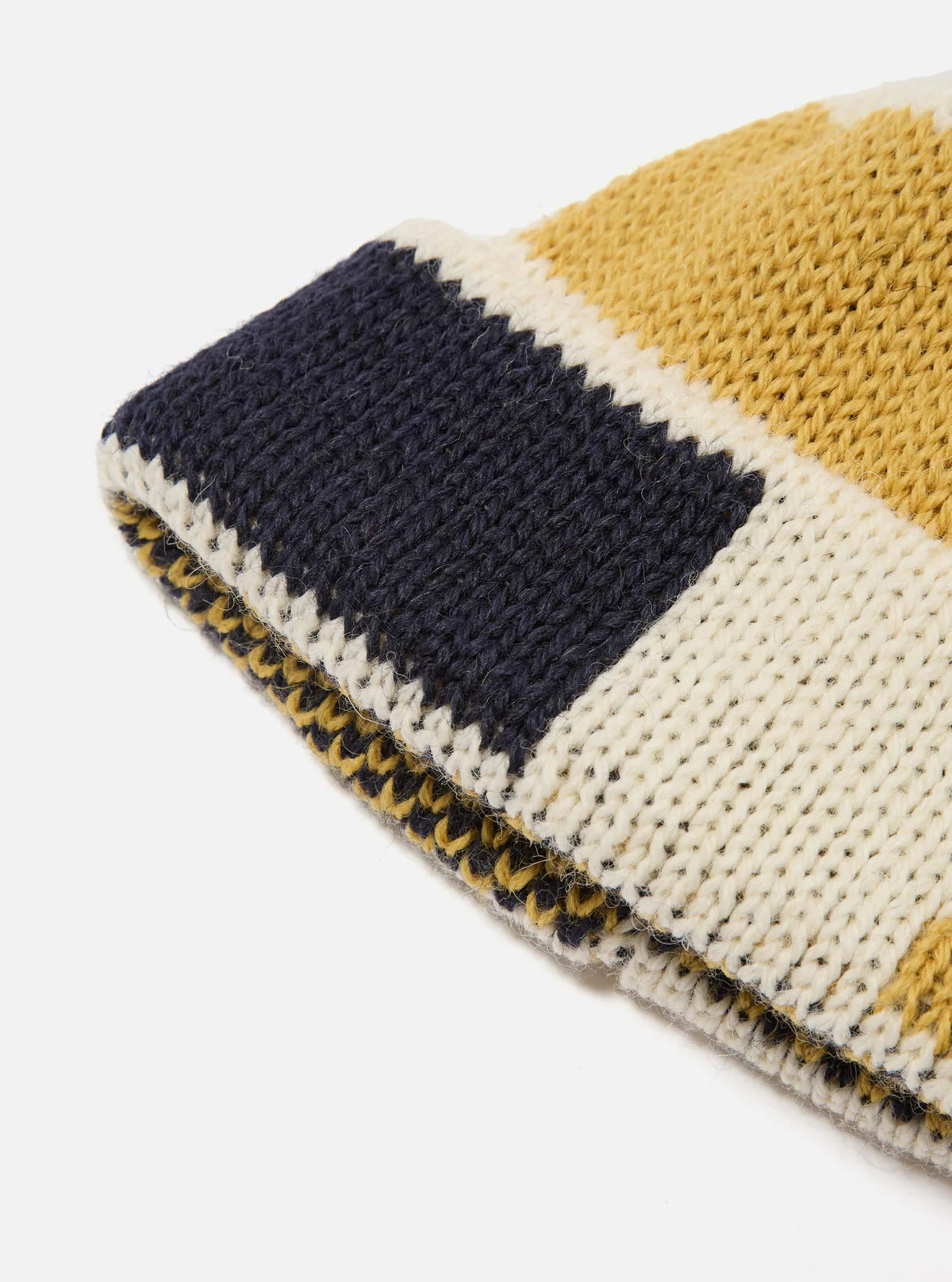 UNIVERSAL WORKS Ecru/Navy/Yellow British Wool Short Watch Cap