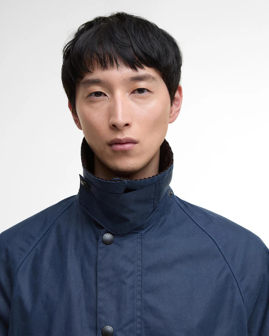 BARBOUR Oversized Bedale Waxed Jacket Washed Cobalt