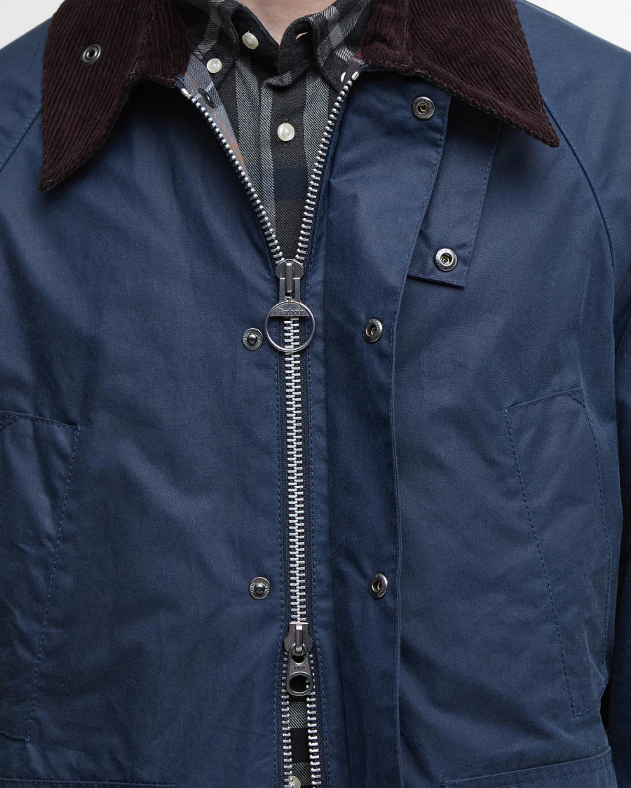 BARBOUR Oversized Bedale Waxed Jacket Washed Cobalt